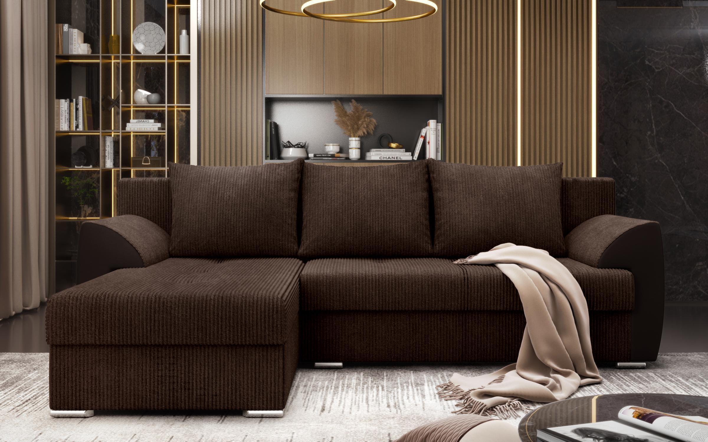 Extendable corner sofa Nord, dark brown  1