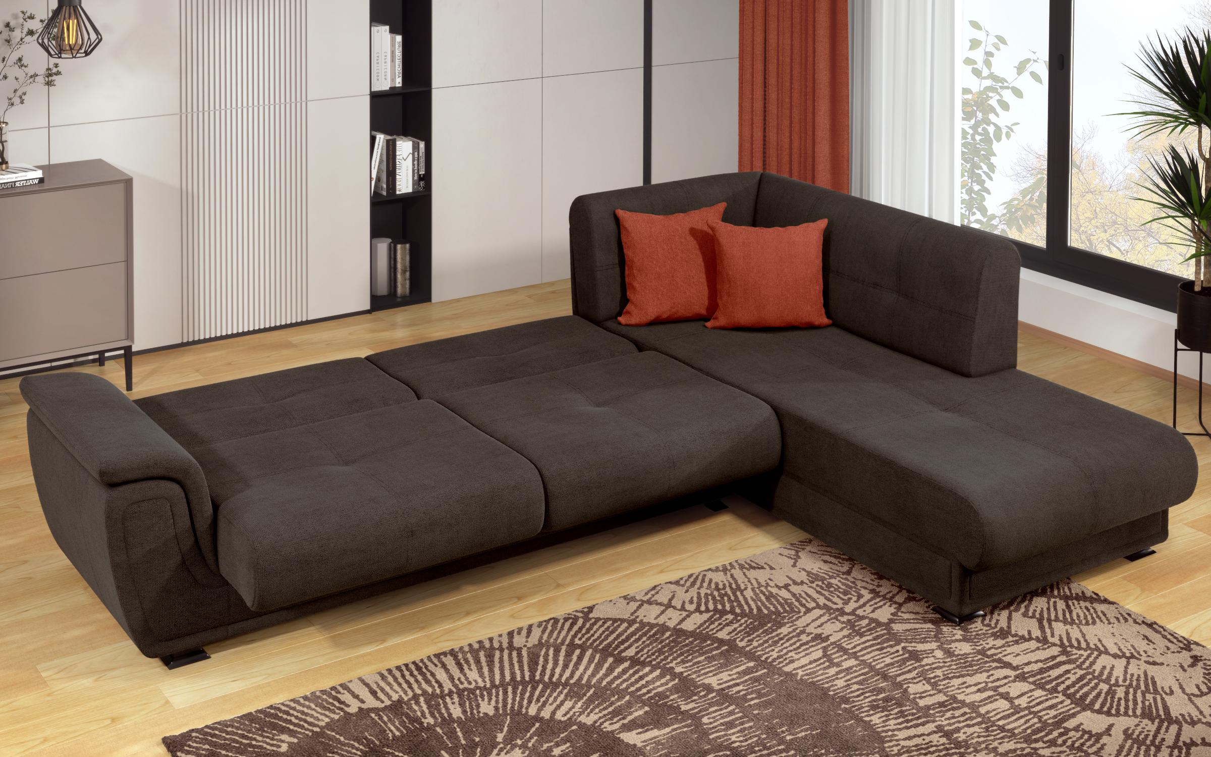 Extendable corner sofa + click-clack mechanism Princess Lux, brown + orange  8