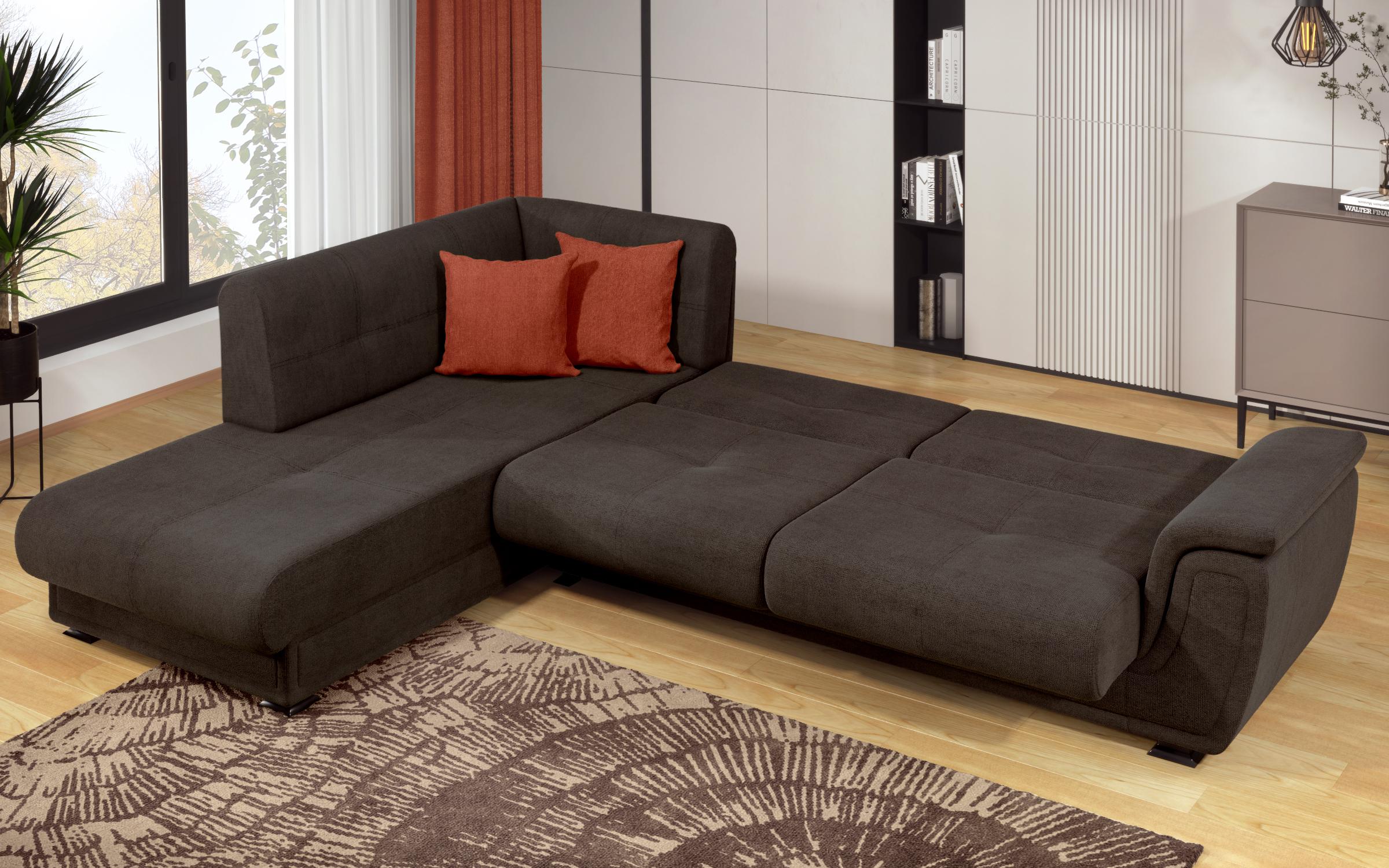 Extendable corner sofa + click-clack mechanism Princess Lux, brown + orange  9