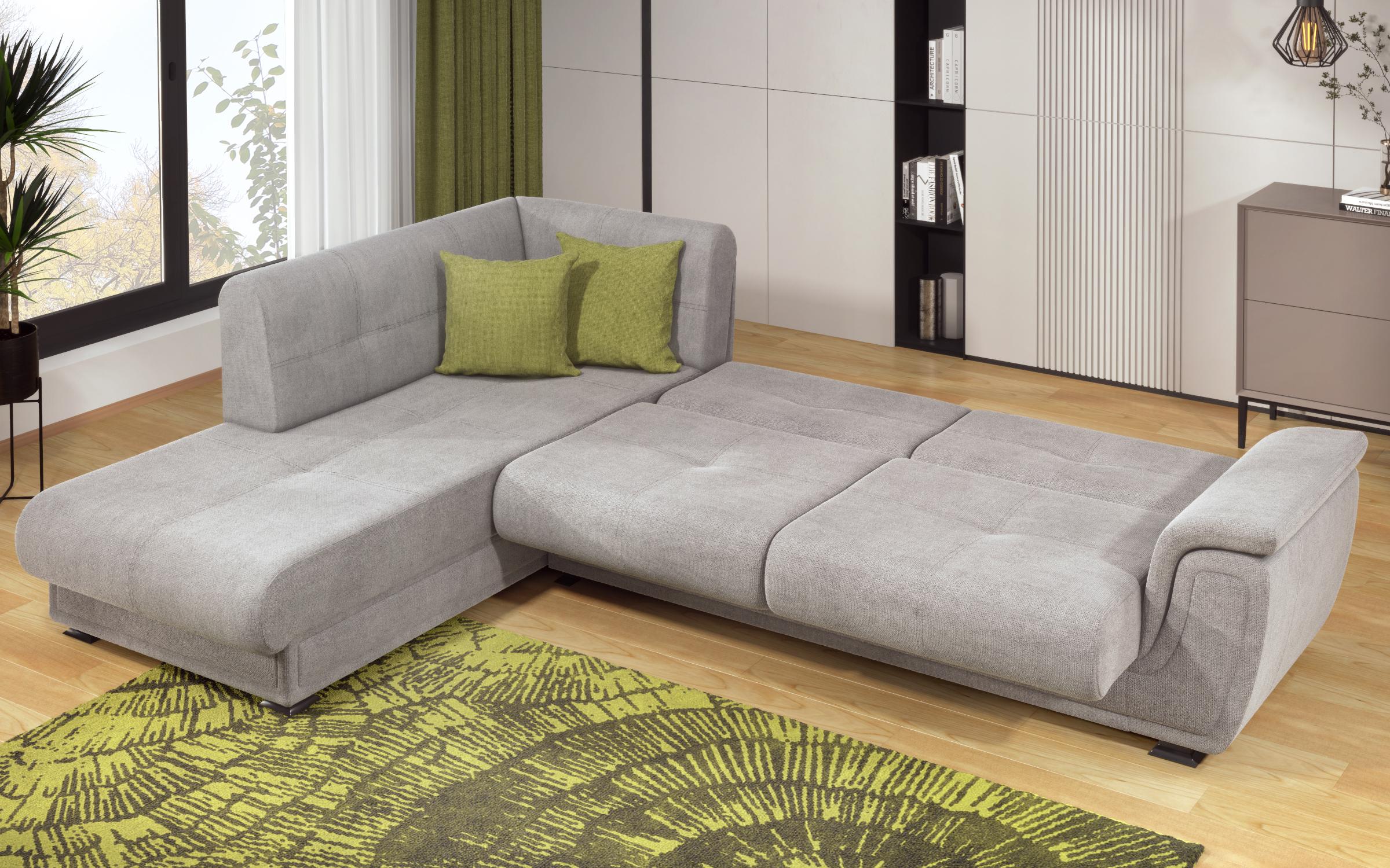 Extendable corner sofa + click-clack mechanism Princess Lux, grey + green  10