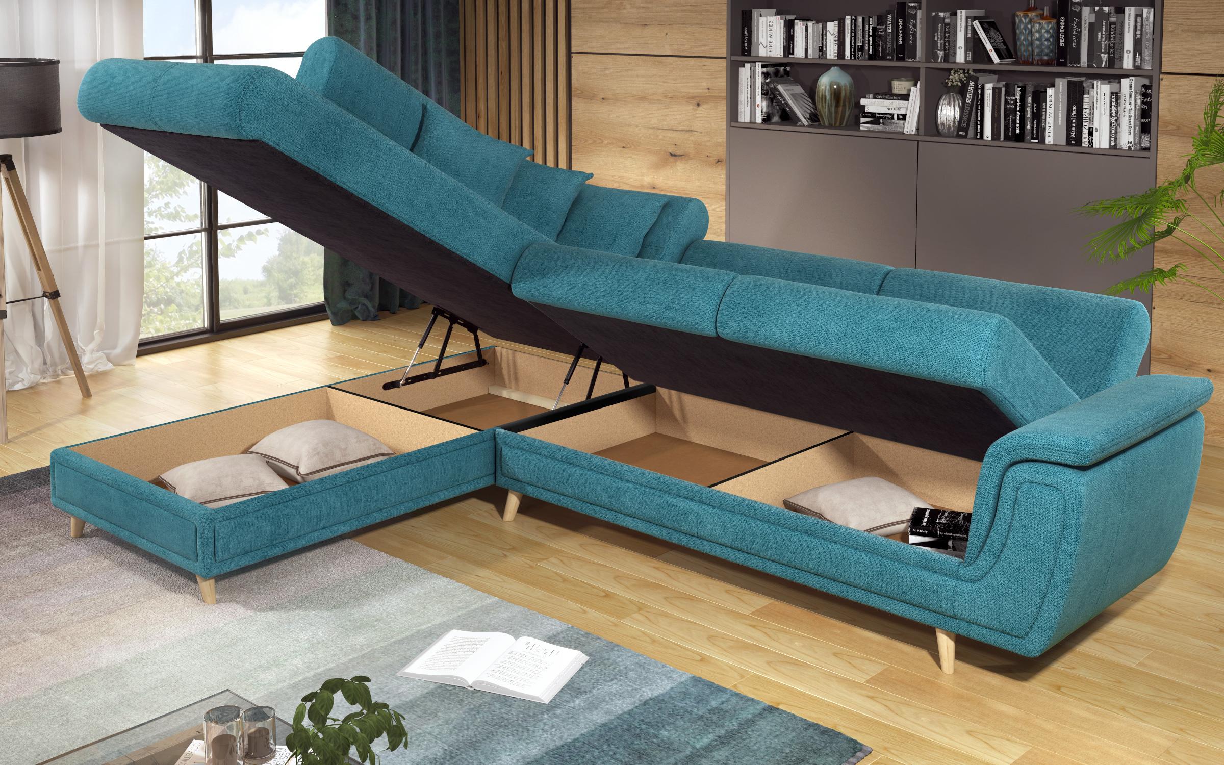 Extendable corner sofa + click-clack mechanism Princess Premium, blue  10
