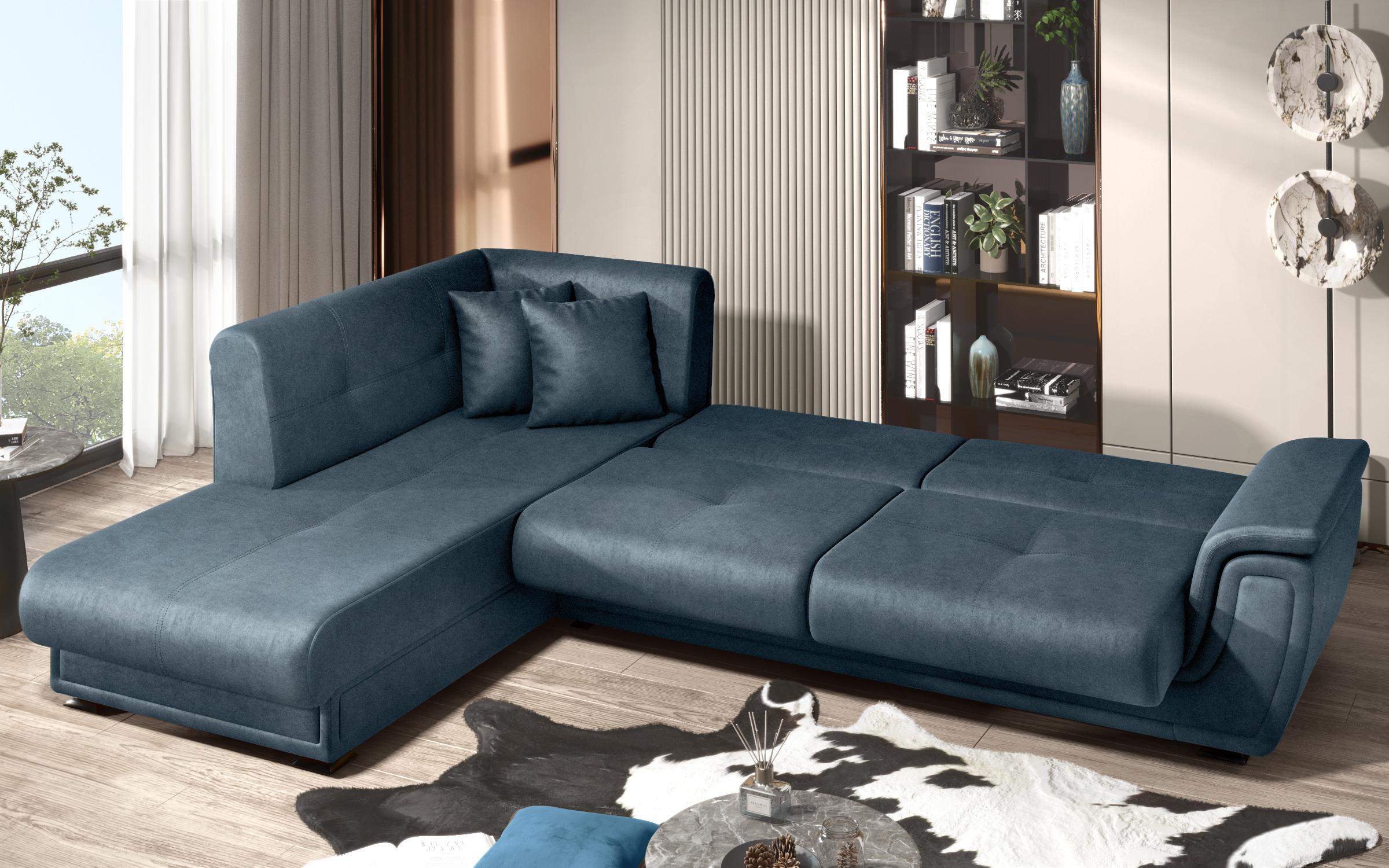 Extendable corner sofa + click-clack mechanism Princess ΙΙ, blue  5
