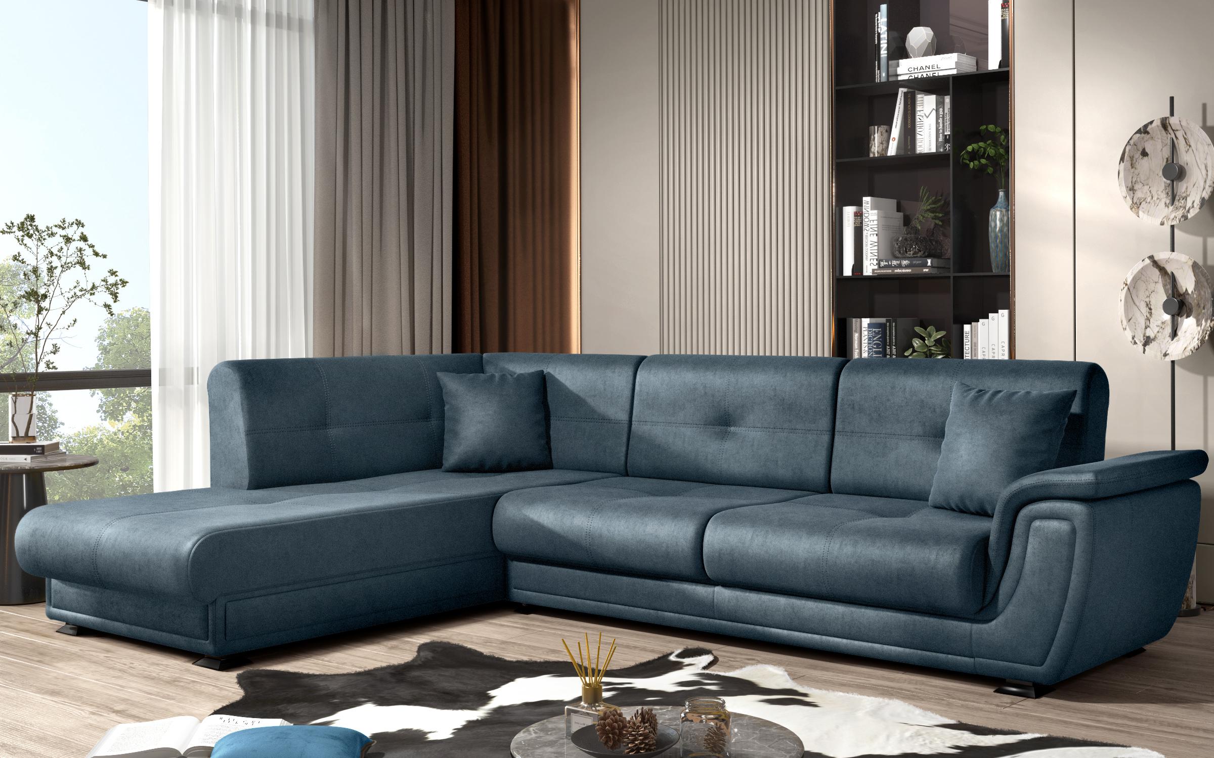Extendable corner sofa + click-clack mechanism Princess ΙΙ, blue  6