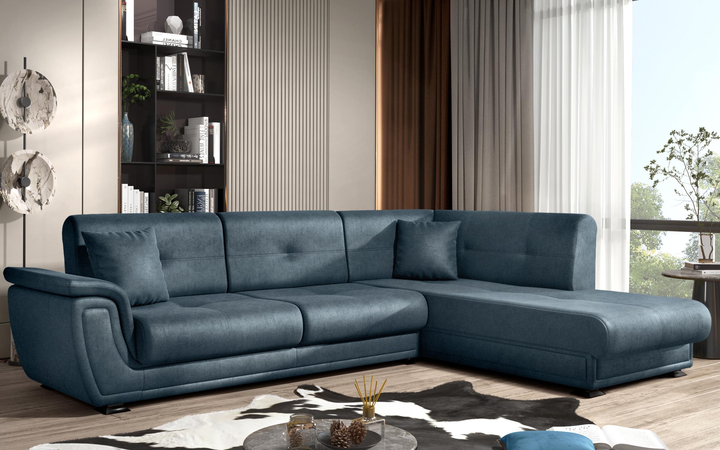 Extendable corner sofa + click-clack mechanism Princess ΙΙ, blue  6