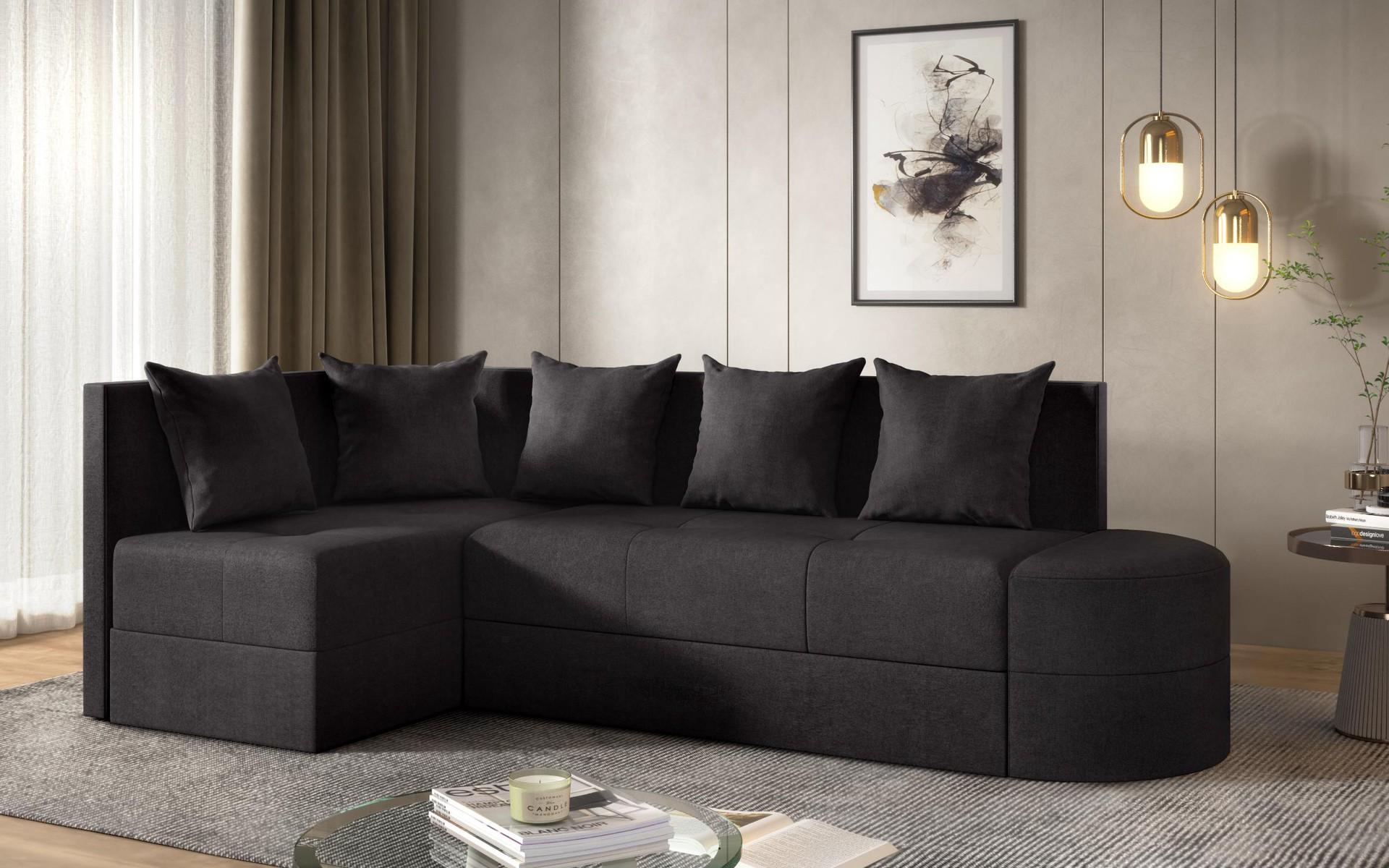 Extendable corner sofa Reilly, black  3