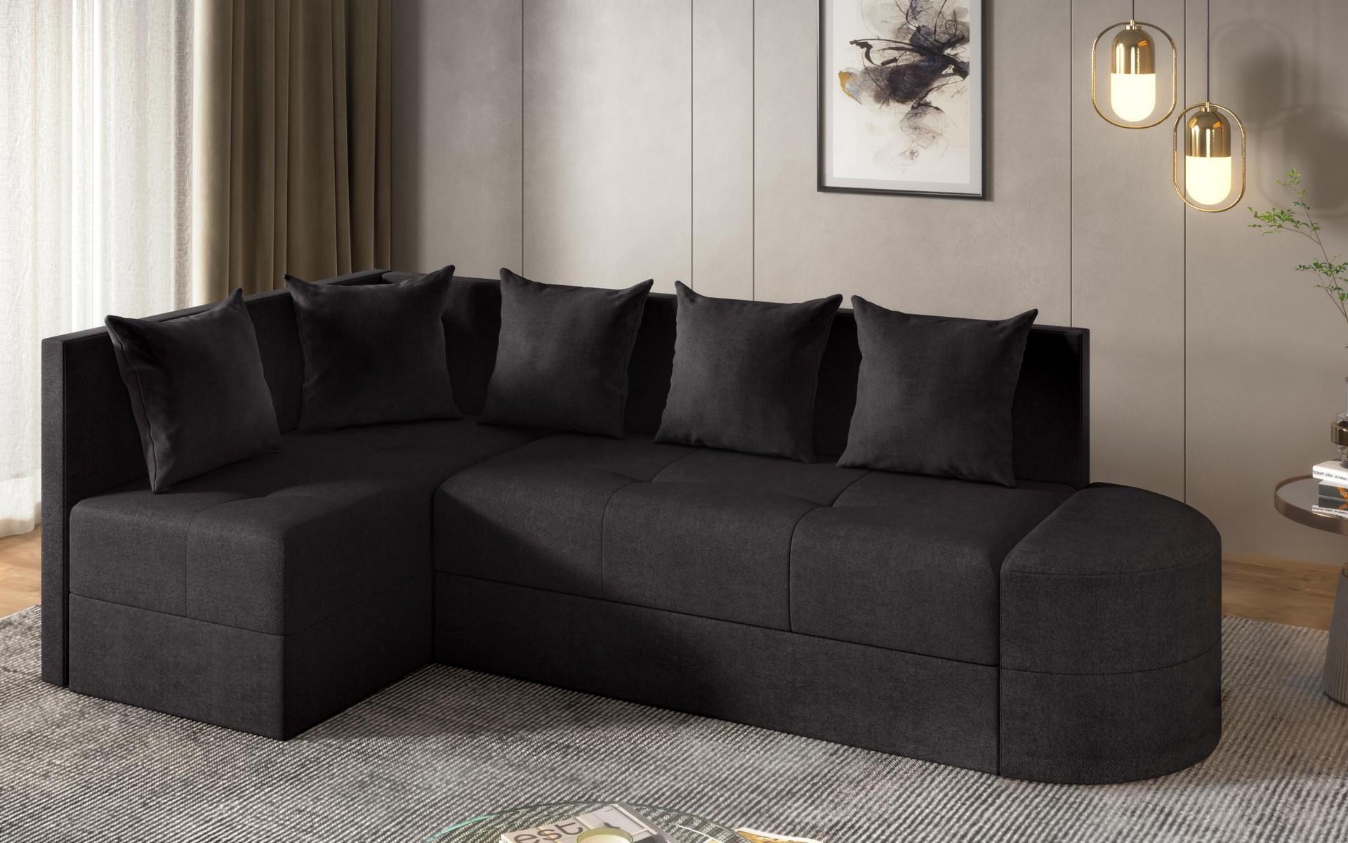 Extendable corner sofa Reilly, black  4
