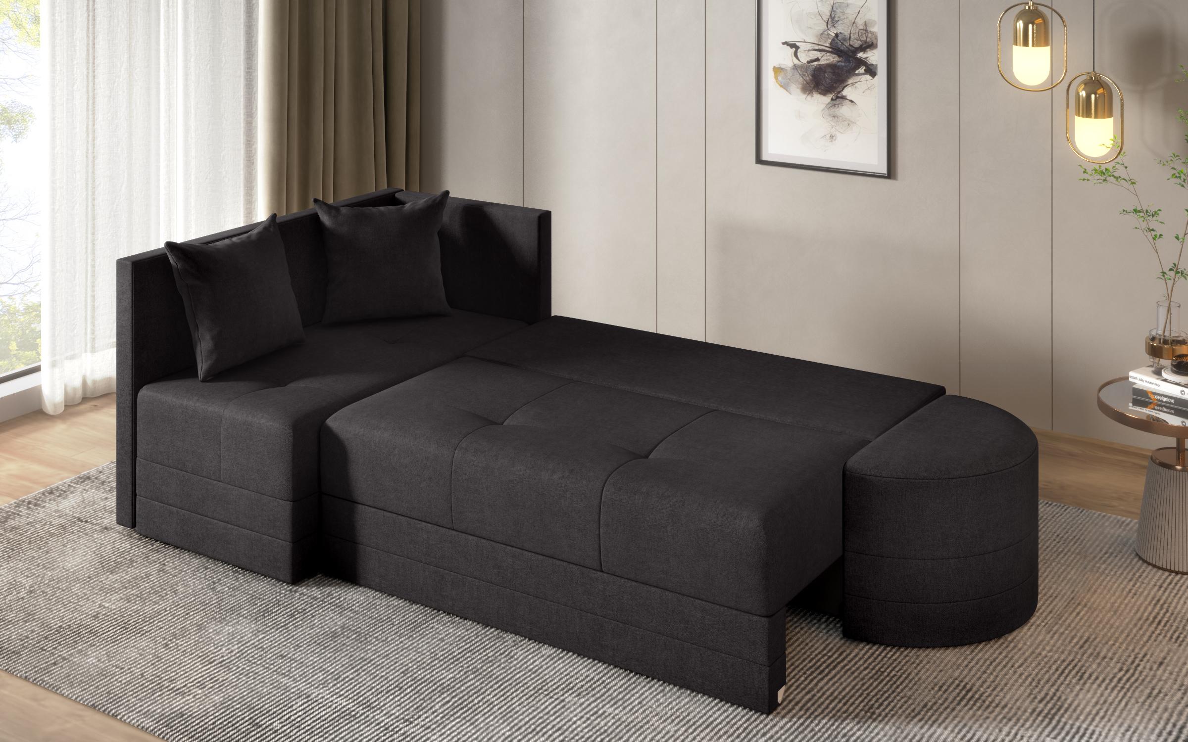 Extendable corner sofa Reilly, black  4