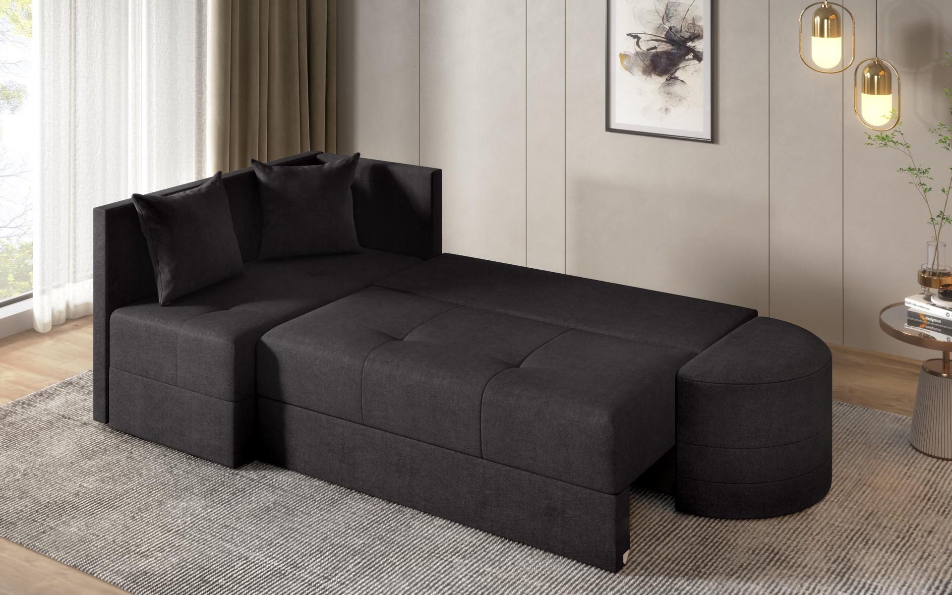 Extendable corner sofa Reilly, black  7