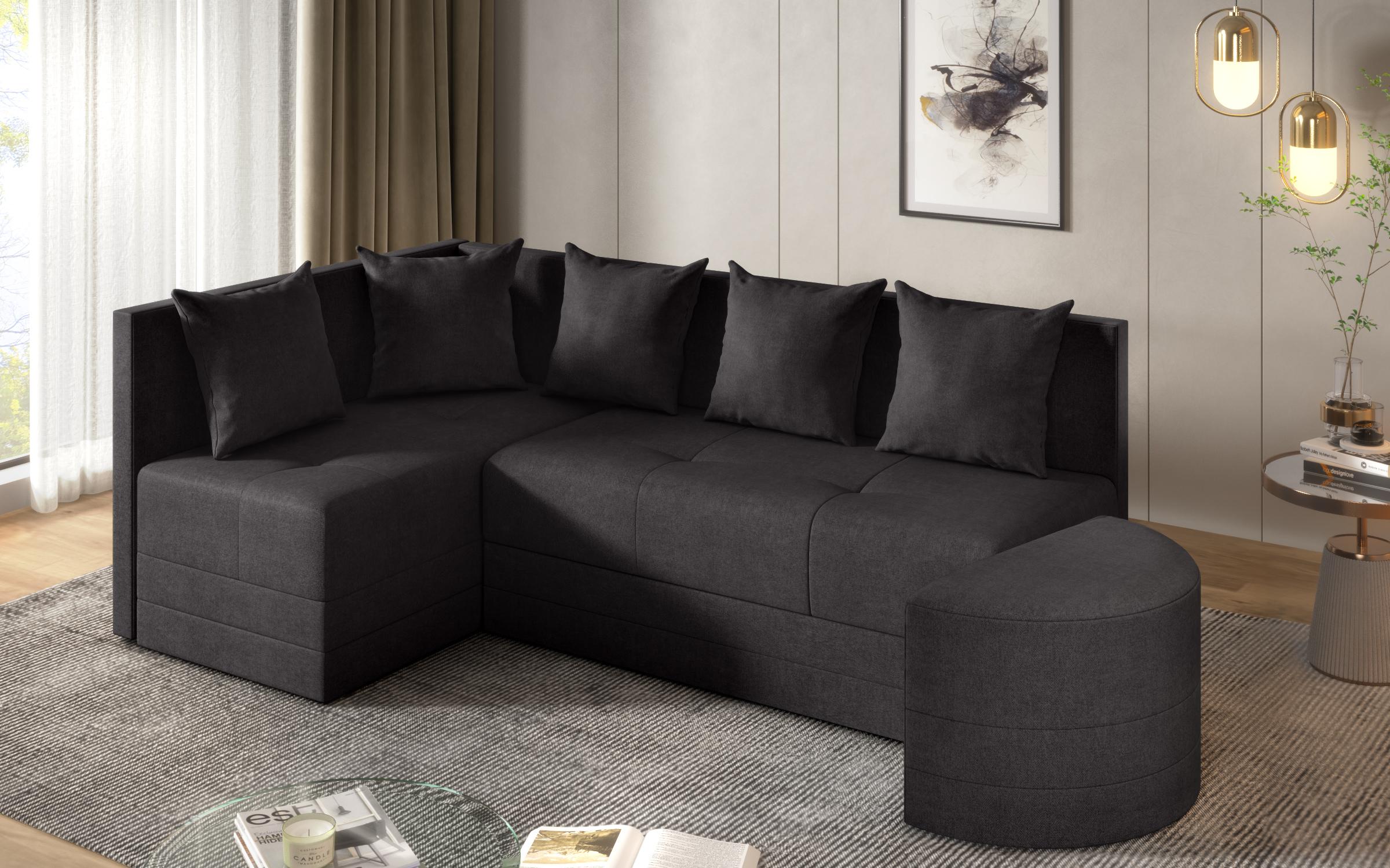 Extendable corner sofa Reilly, black  7