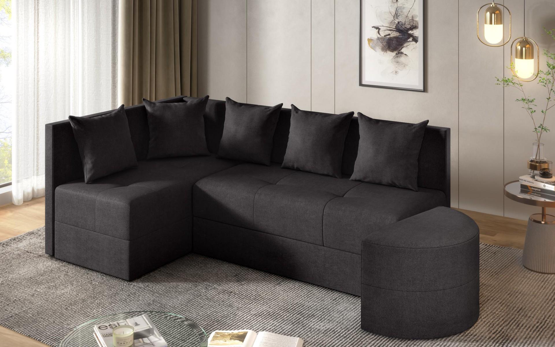 Extendable corner sofa Reilly, black  6