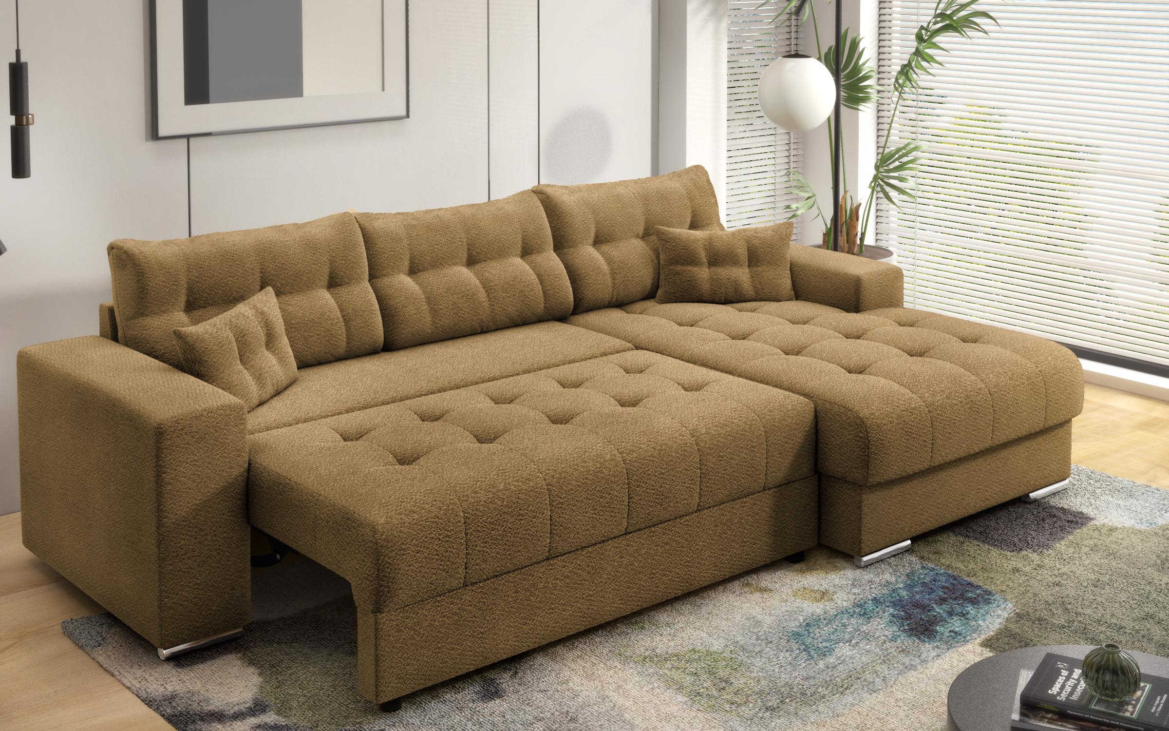 Extendable corner sofa Sander, mustard  7