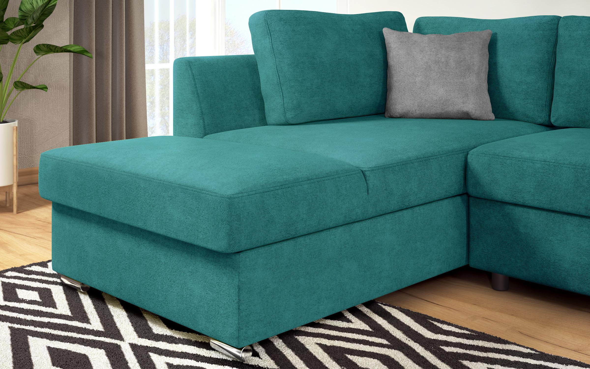 Extendable corner sofa Toscana S, turquoise + light grey  10