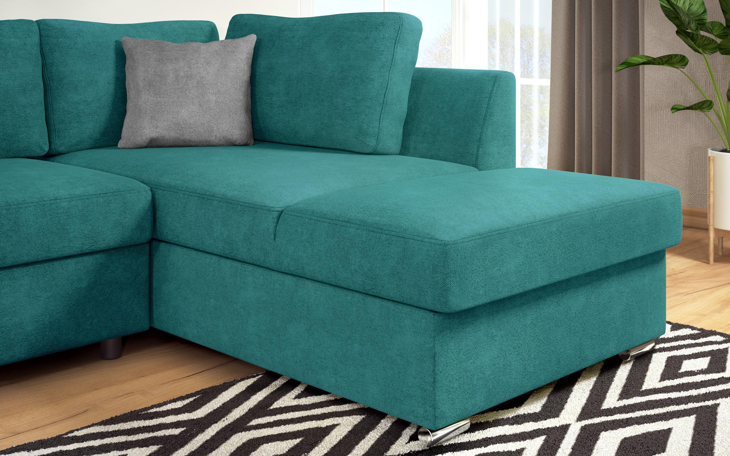 Extendable corner sofa Toscana S, turquoise + light grey  10