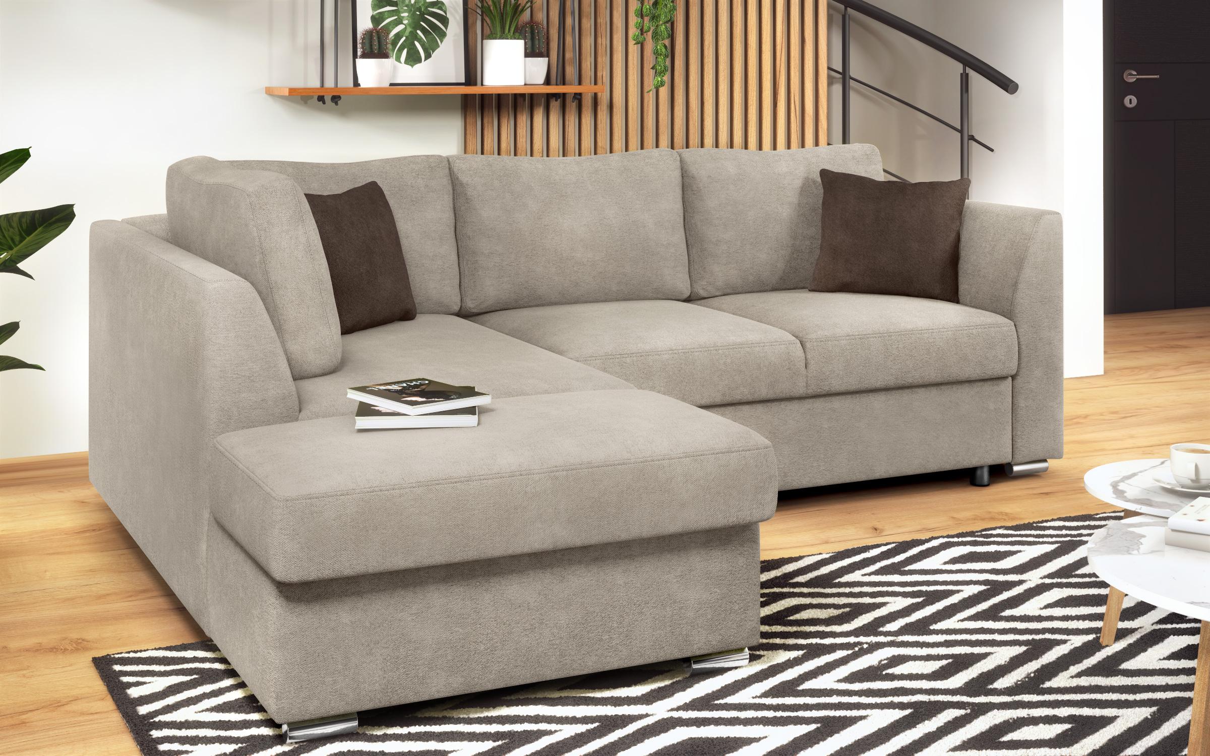 Extendable corner sofa Toscana S, light brown + brown  4