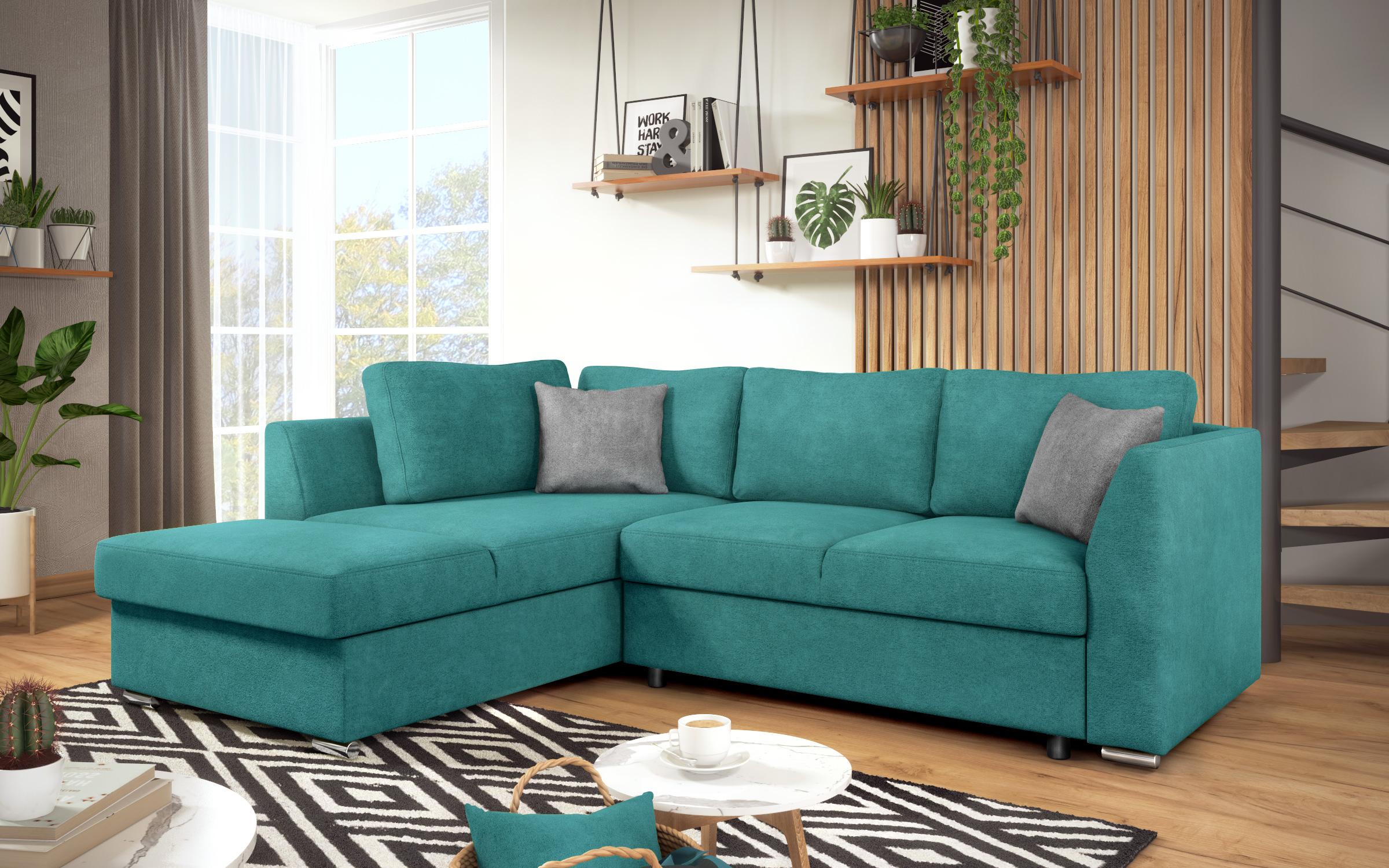 Extendable corner sofa Toscana S, turquoise + light grey  4