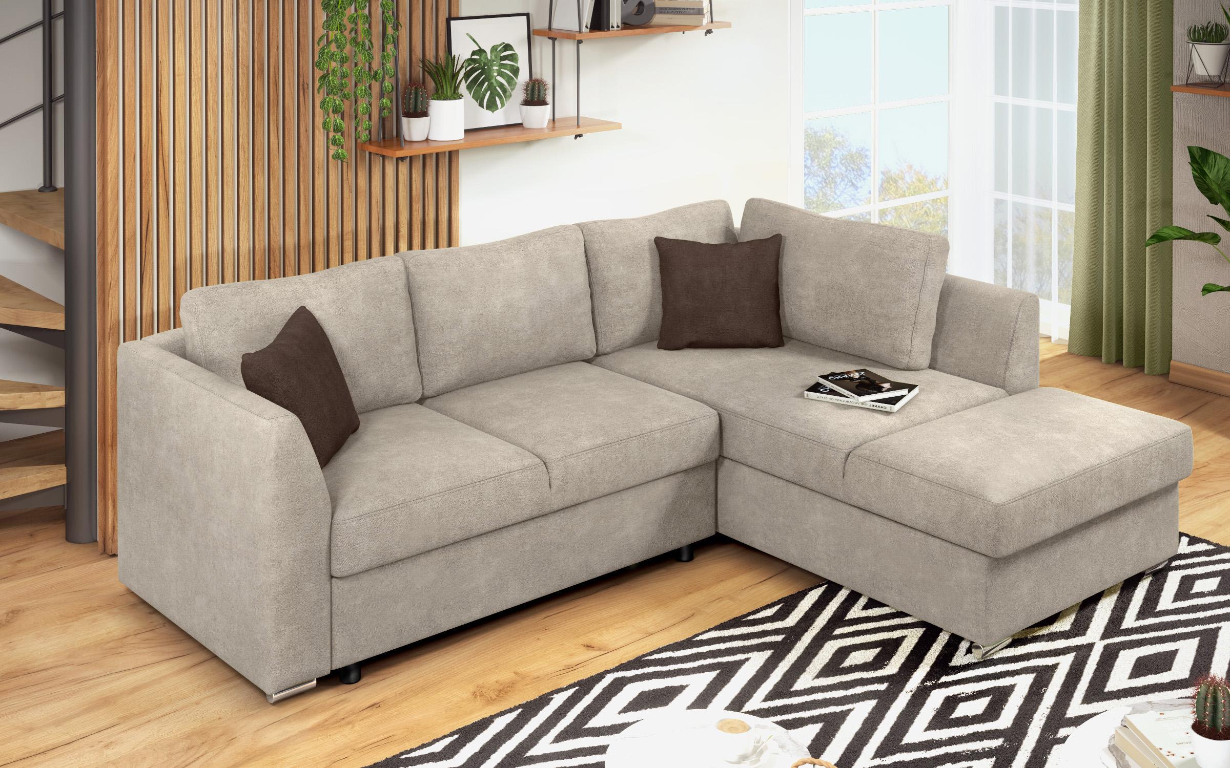 Extendable corner sofa Toscana S, light brown + brown  6