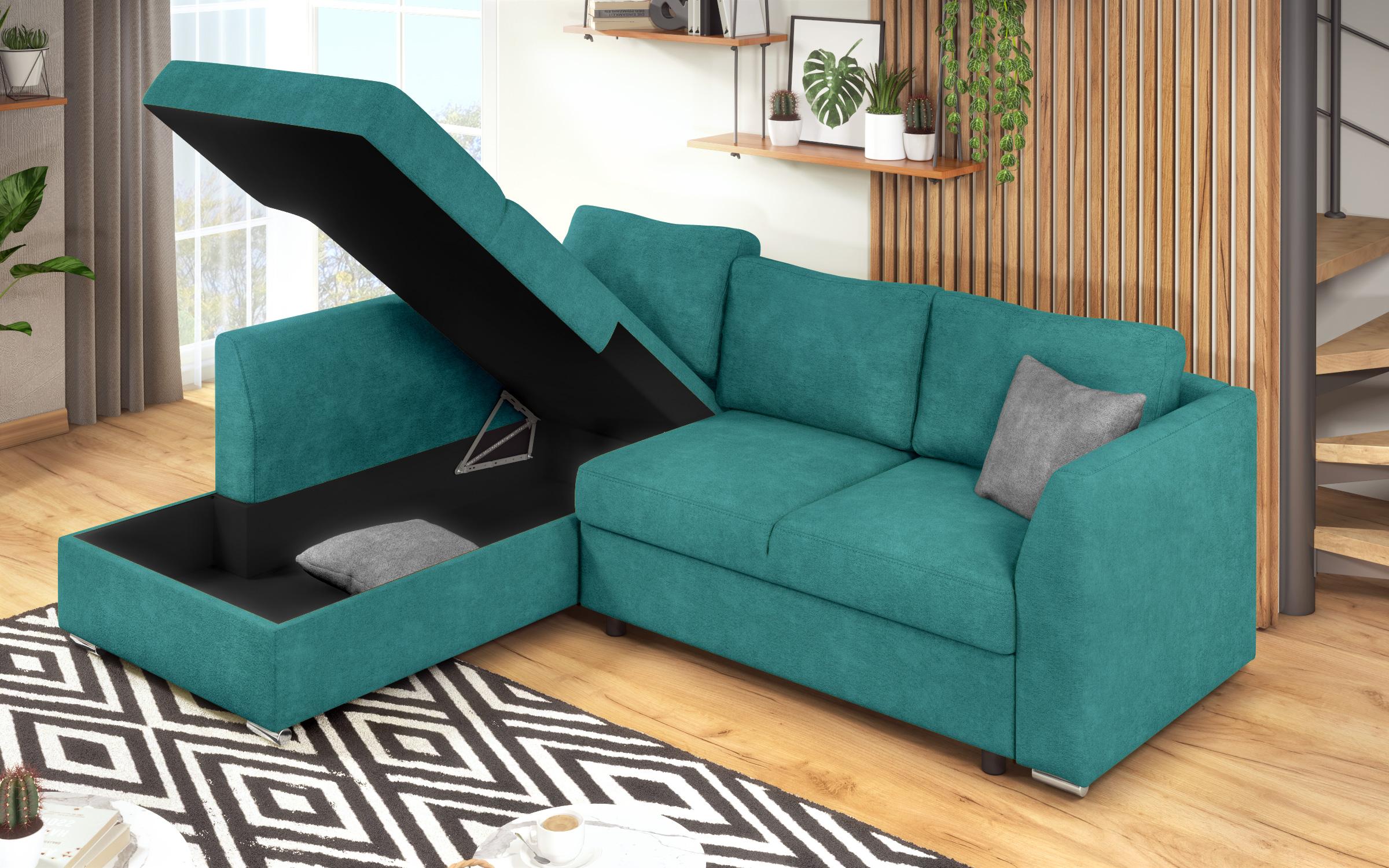 Extendable corner sofa Toscana S, turquoise + light grey  7