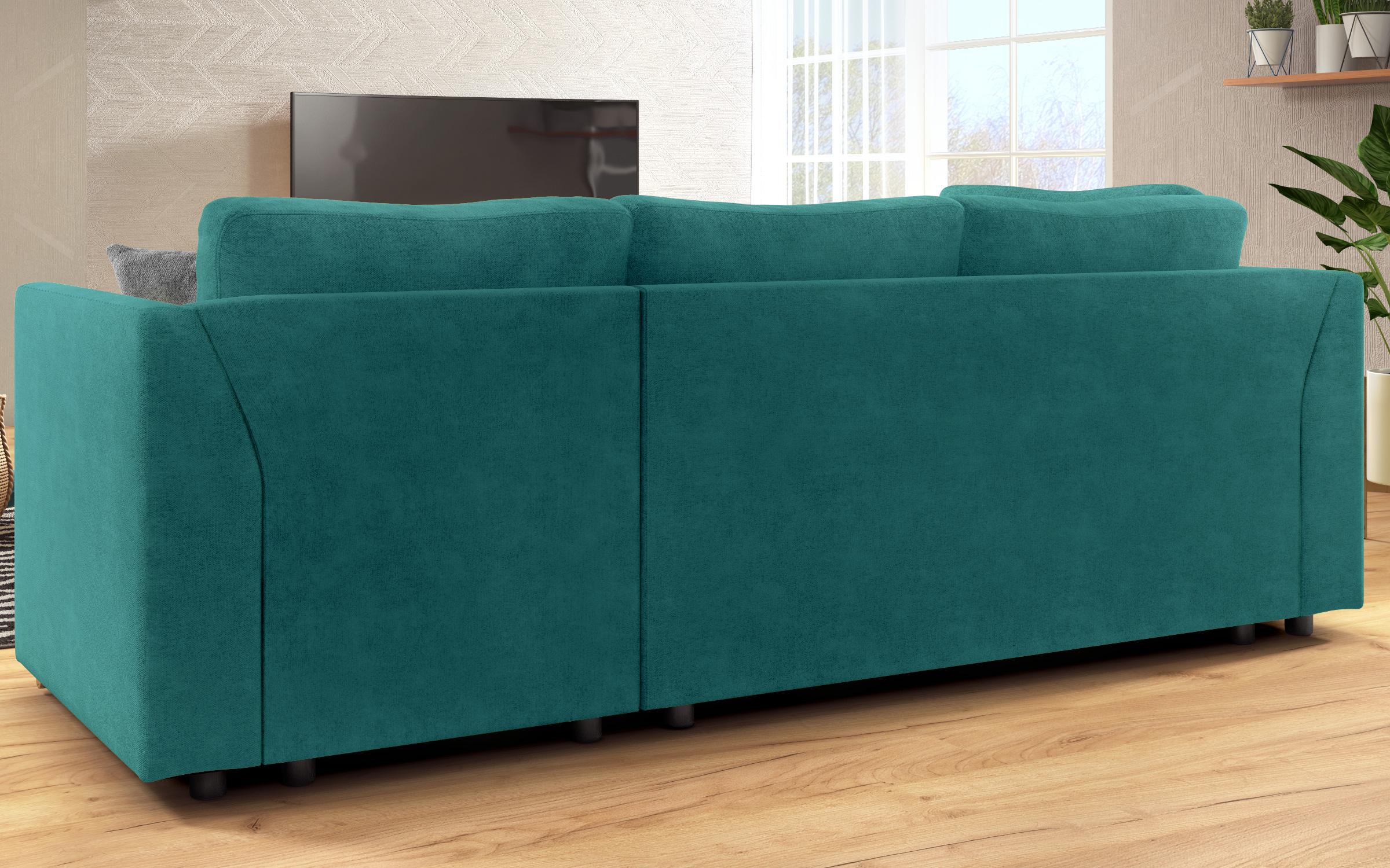 Extendable corner sofa Toscana S, turquoise + light grey  8