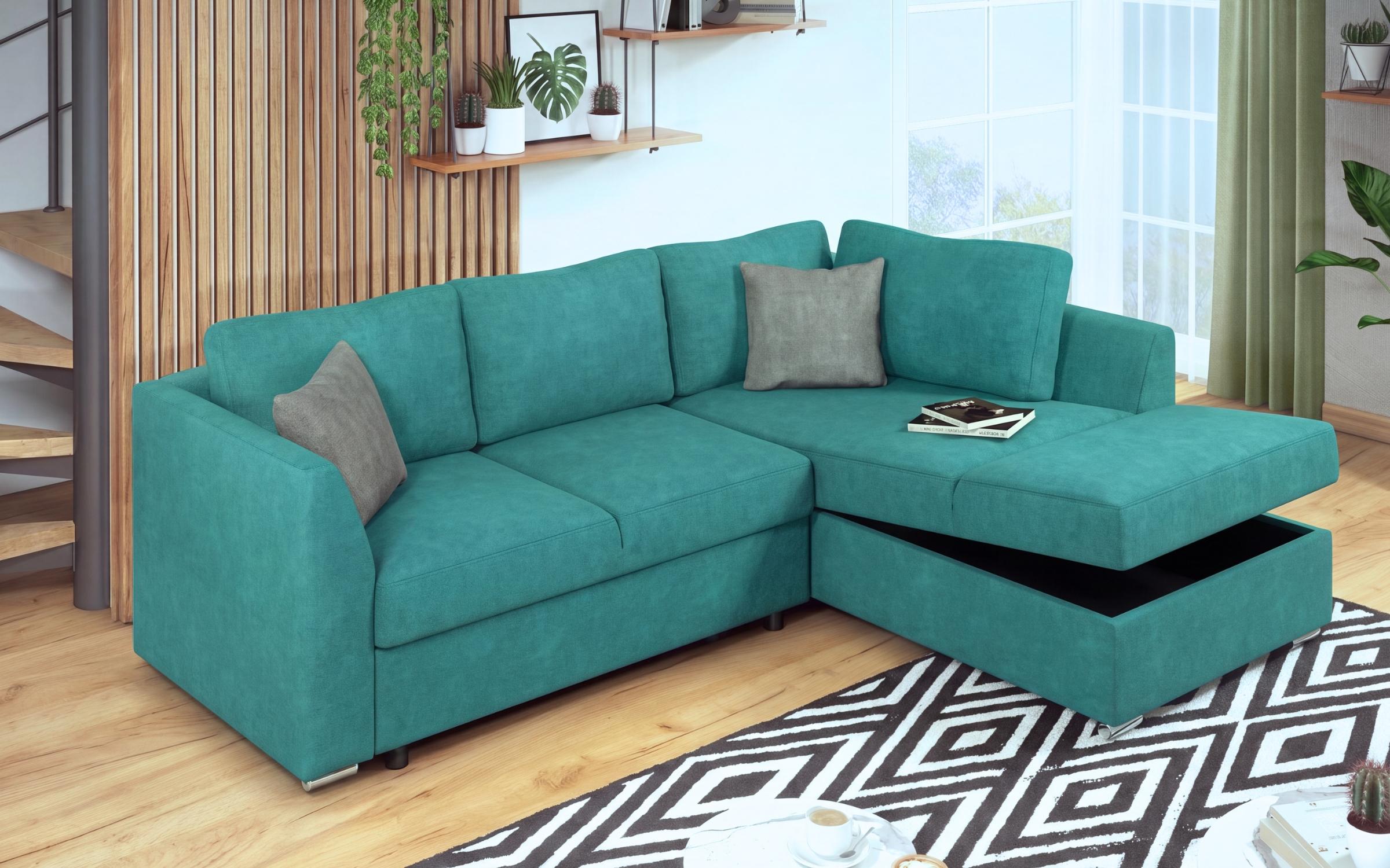 Extendable corner sofa Toscana S, turquoise + light grey  3