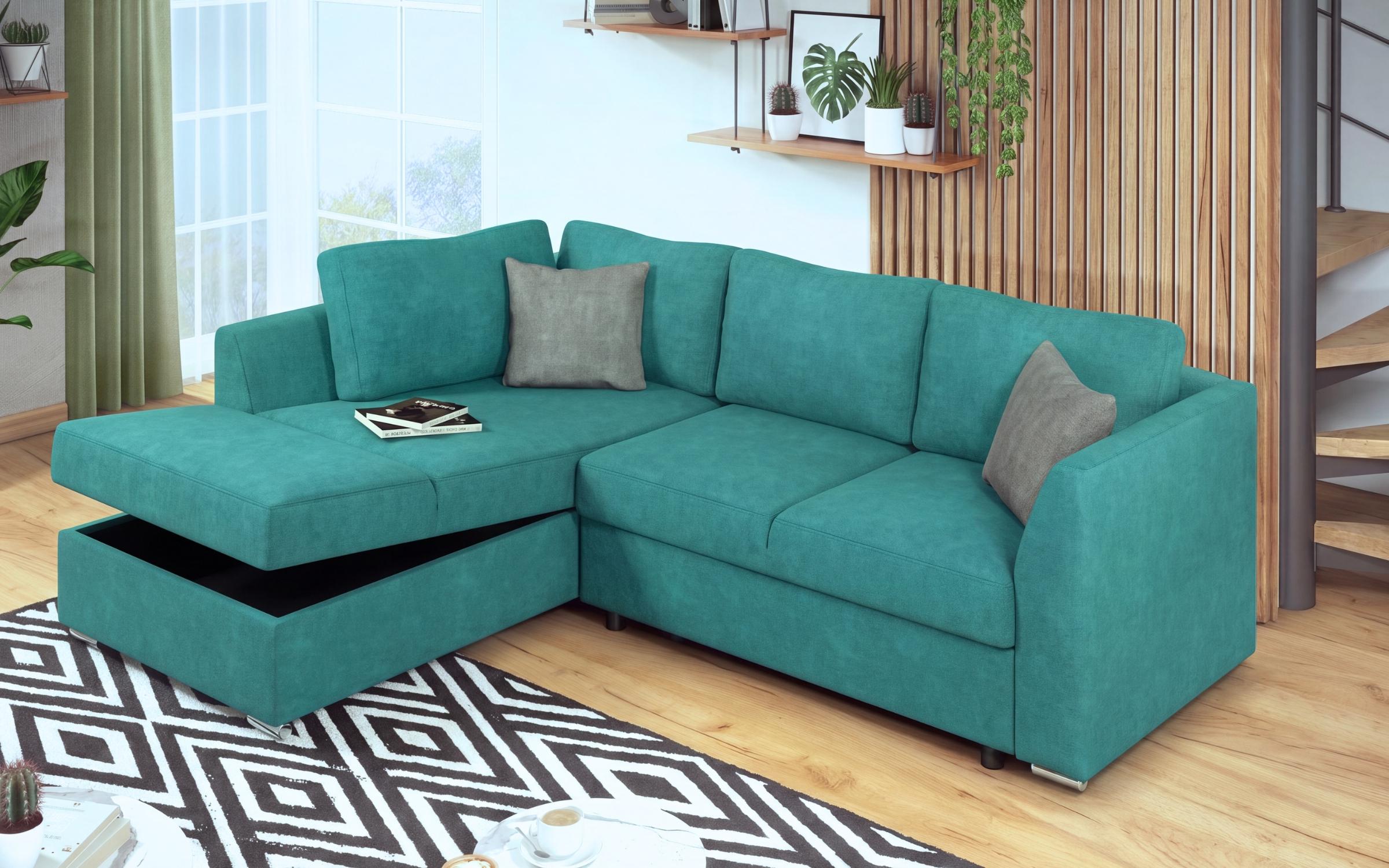 Extendable corner sofa Toscana S, turquoise + light grey  3