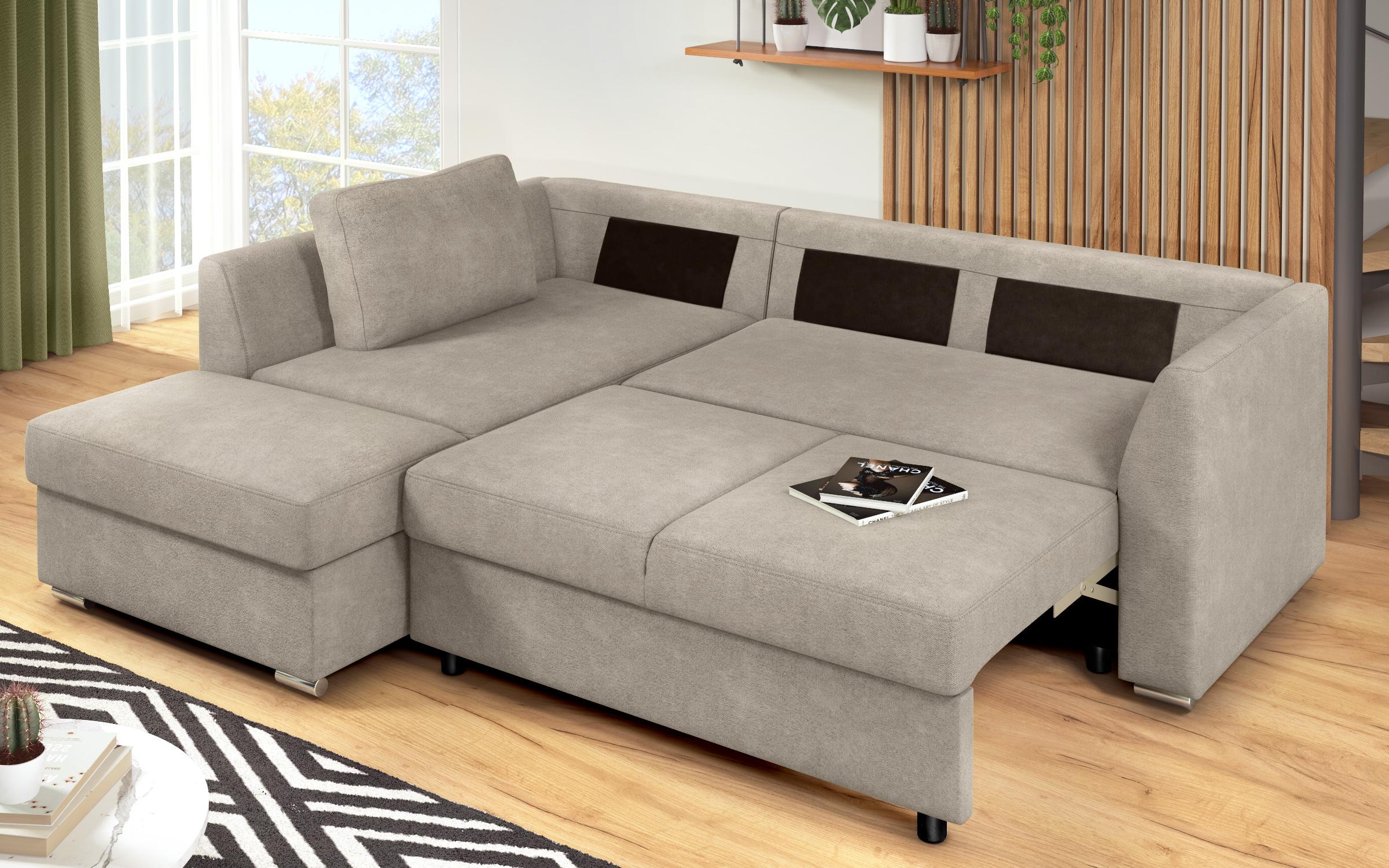Extendable corner sofa Toscana S, light brown + brown  10