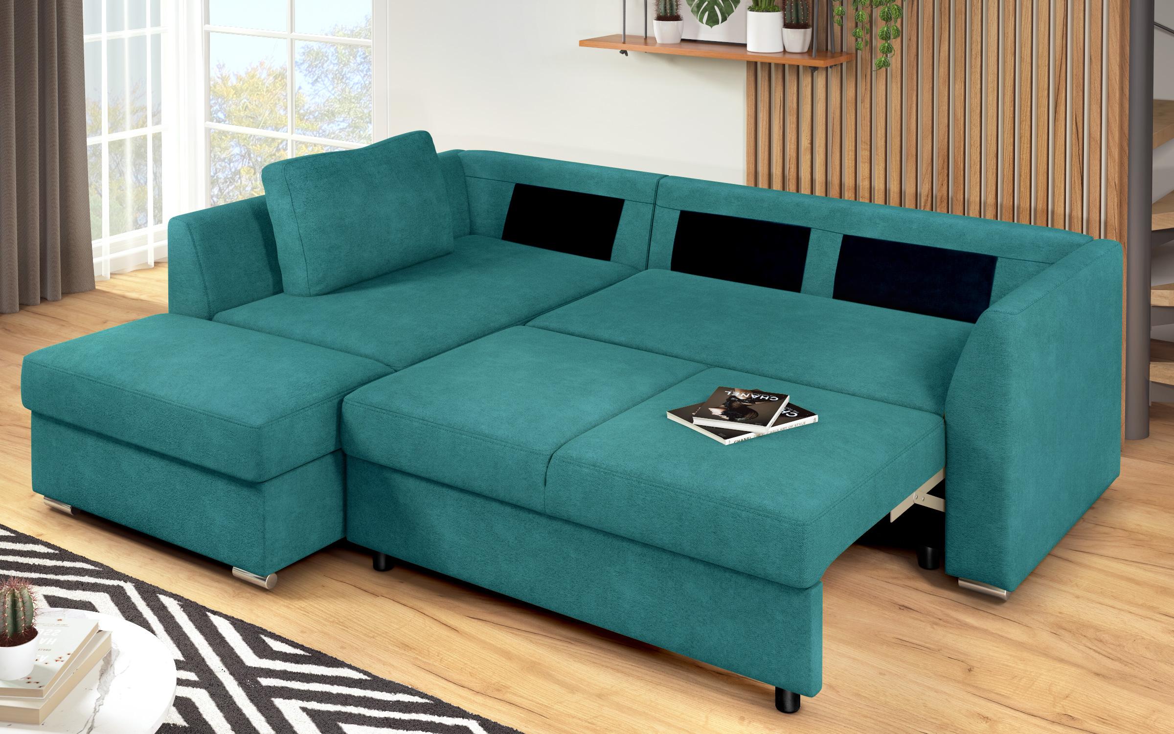 Extendable corner sofa Toscana S, turquoise + light grey  11