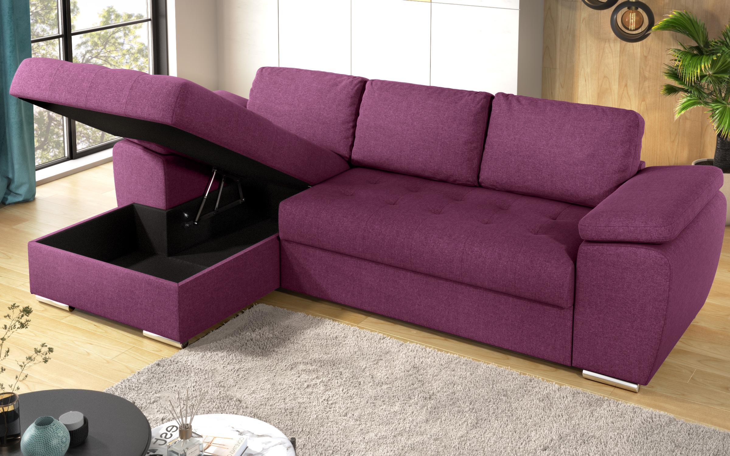 Extendable corner sofa Valencia Pocket, purple  10