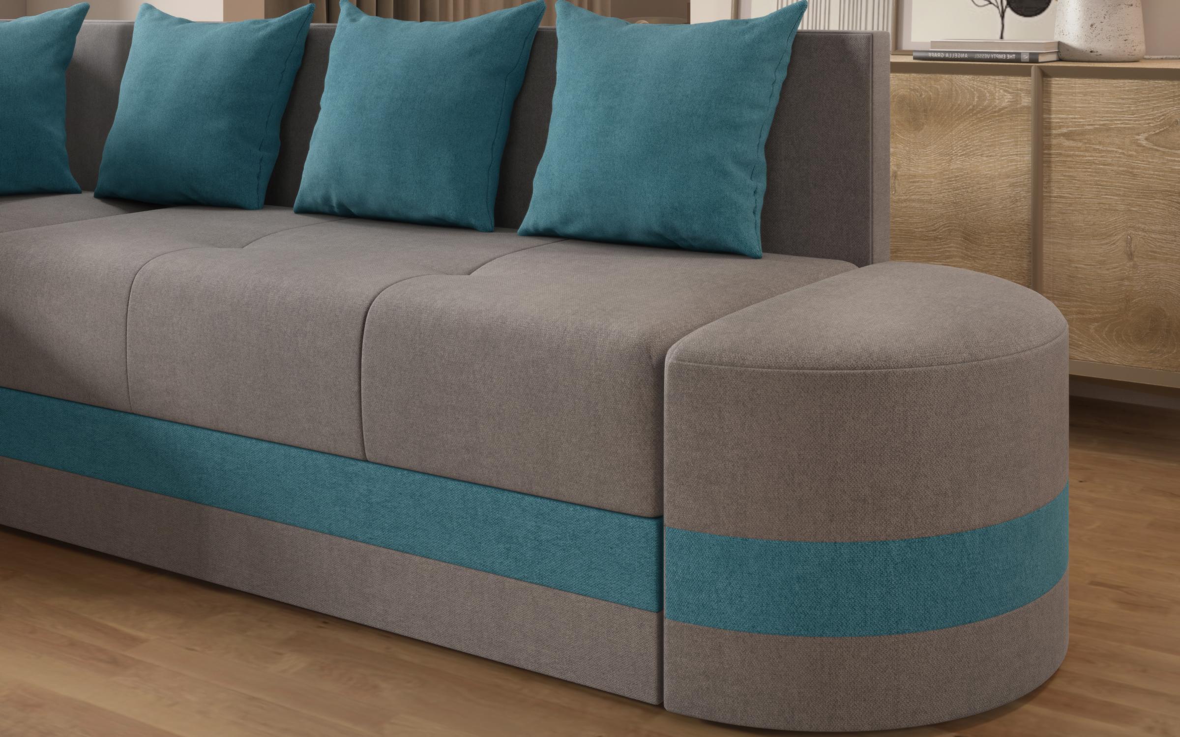 Extendable corner sofa Viliyan S, grey + turquoise  9