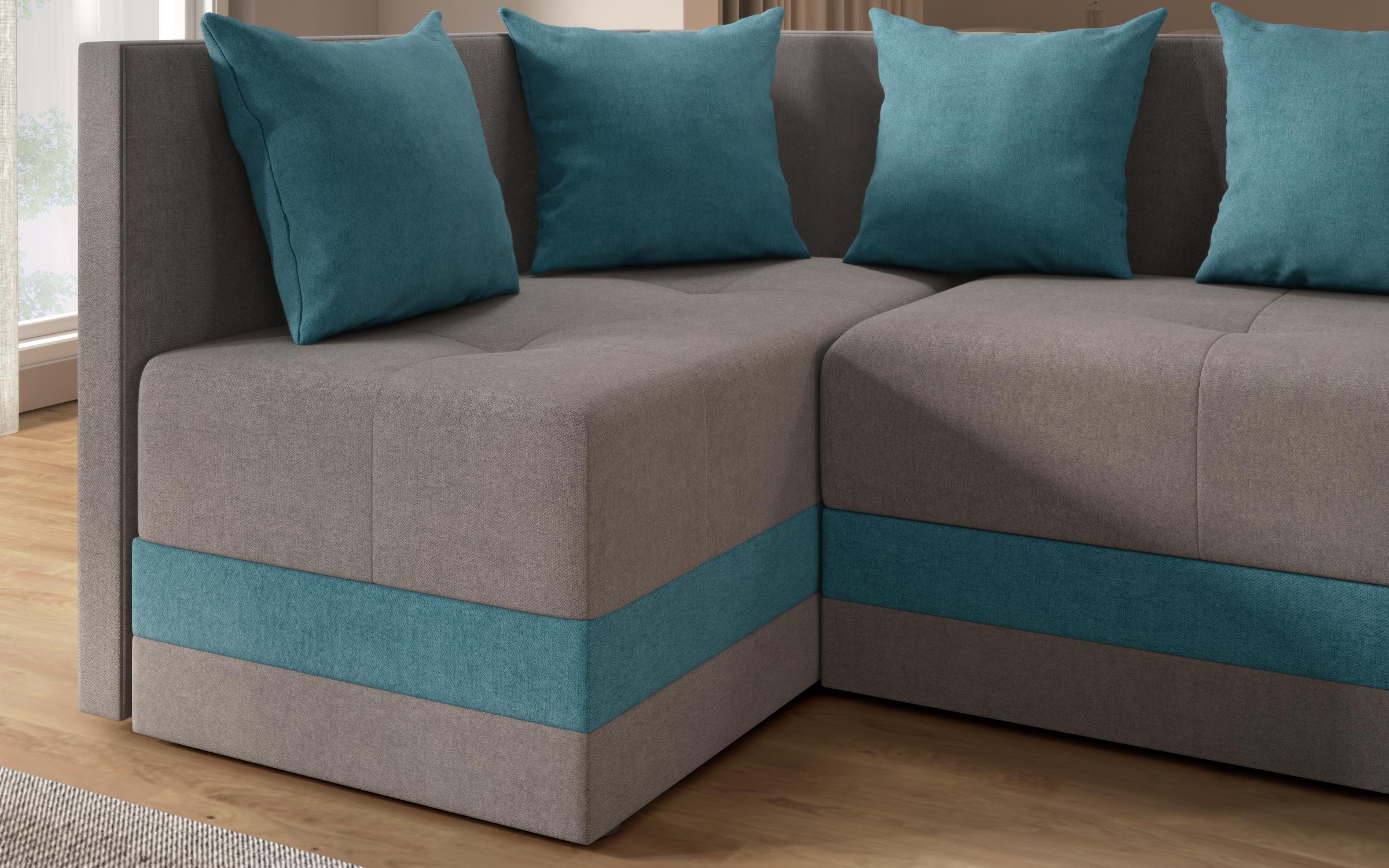 Extendable corner sofa Viliyan S, grey + turquoise  10