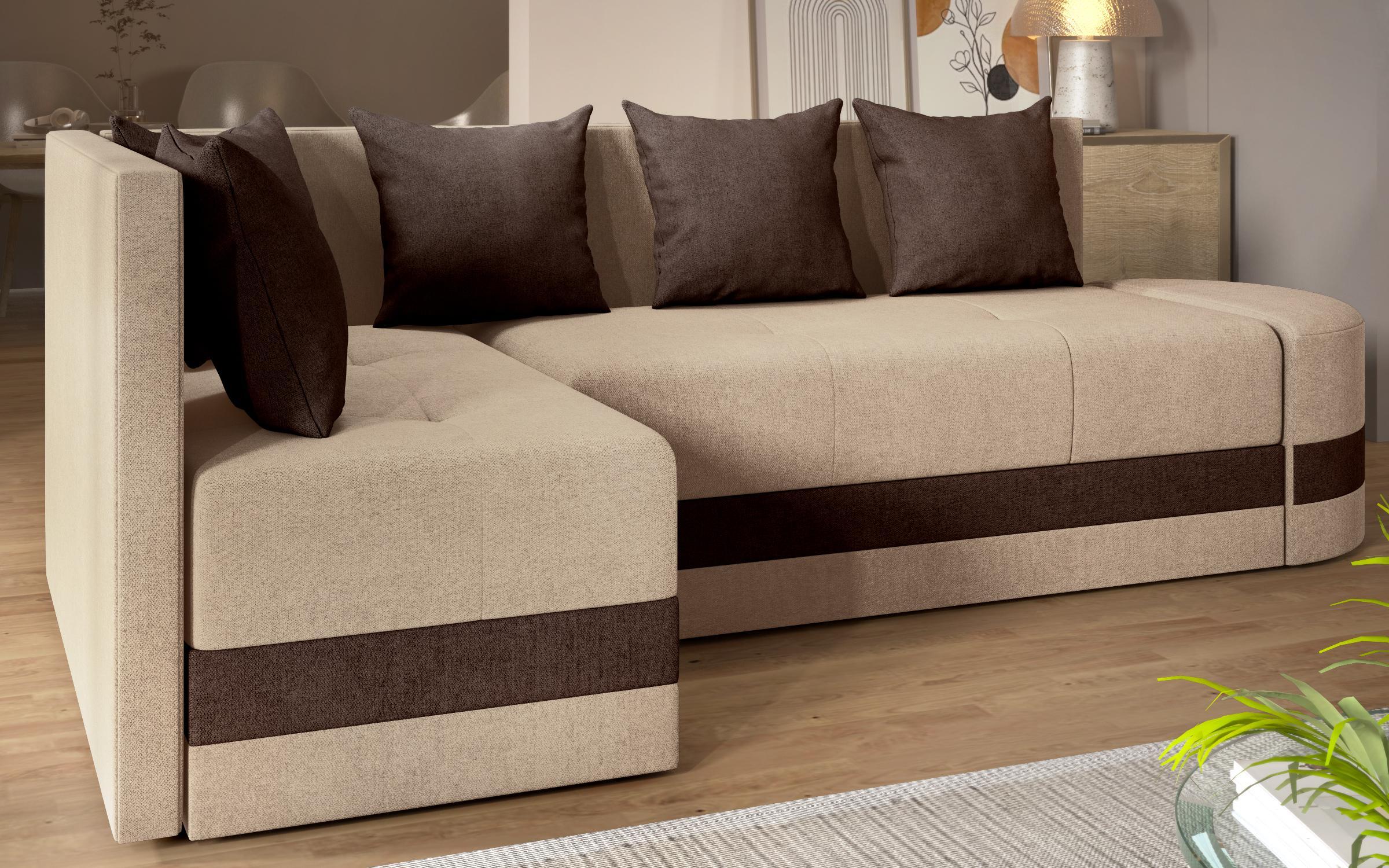 Extendable corner sofa Viliyan S, beige + brown  5