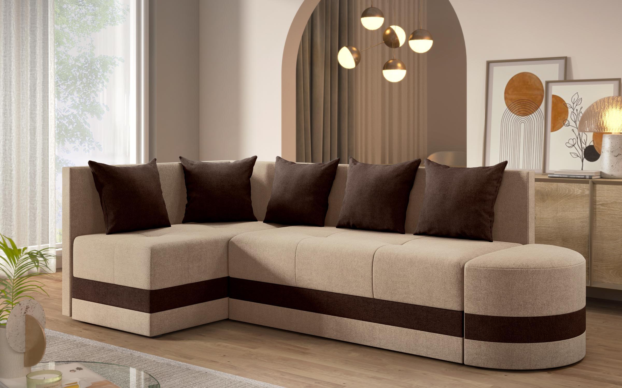 Extendable corner sofa Viliyan S, beige + brown  3