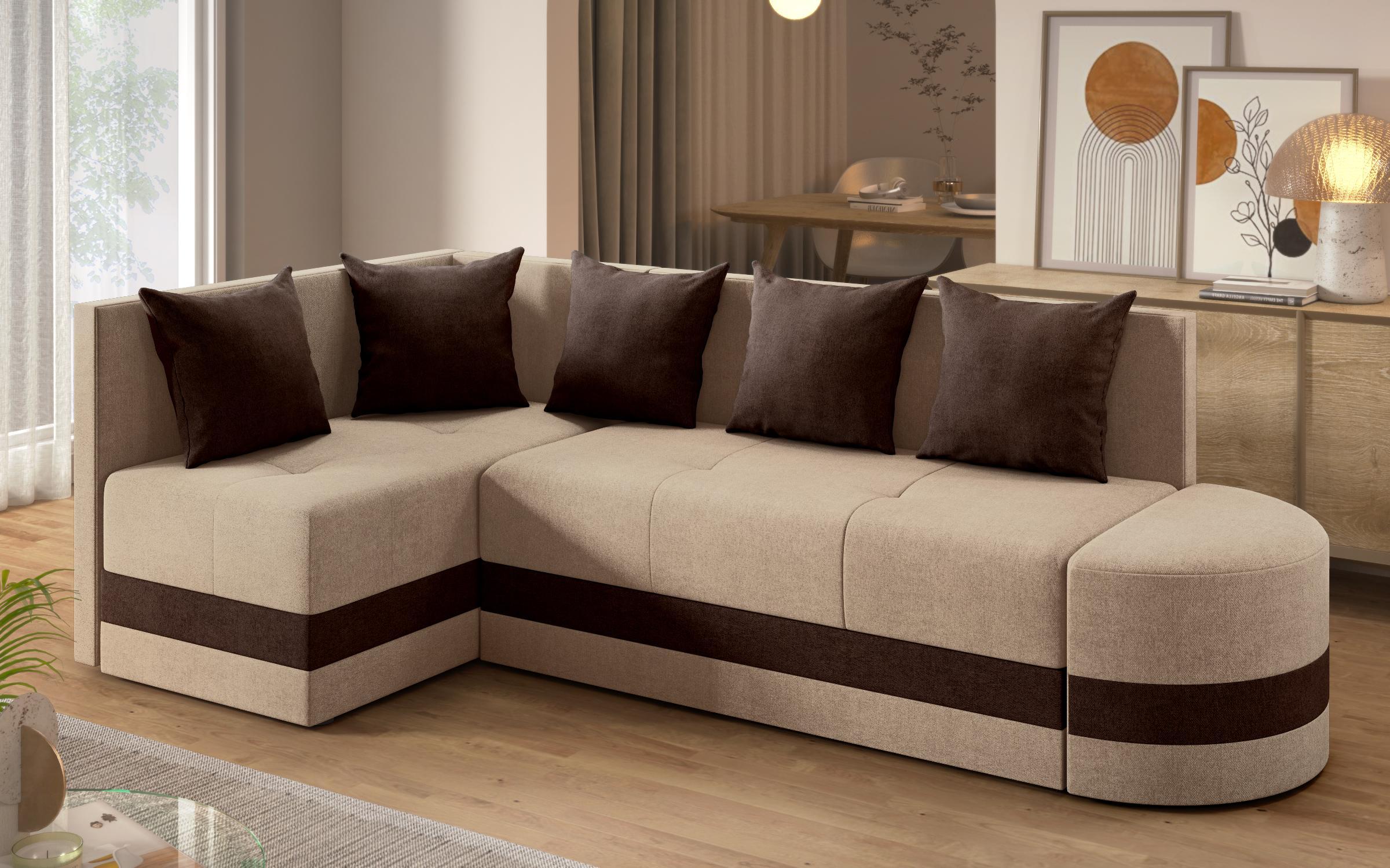 Extendable corner sofa Viliyan S, beige + brown  6