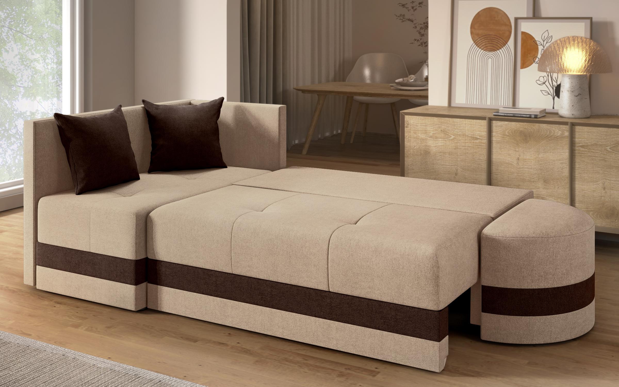 Extendable corner sofa Viliyan S, beige + brown  7