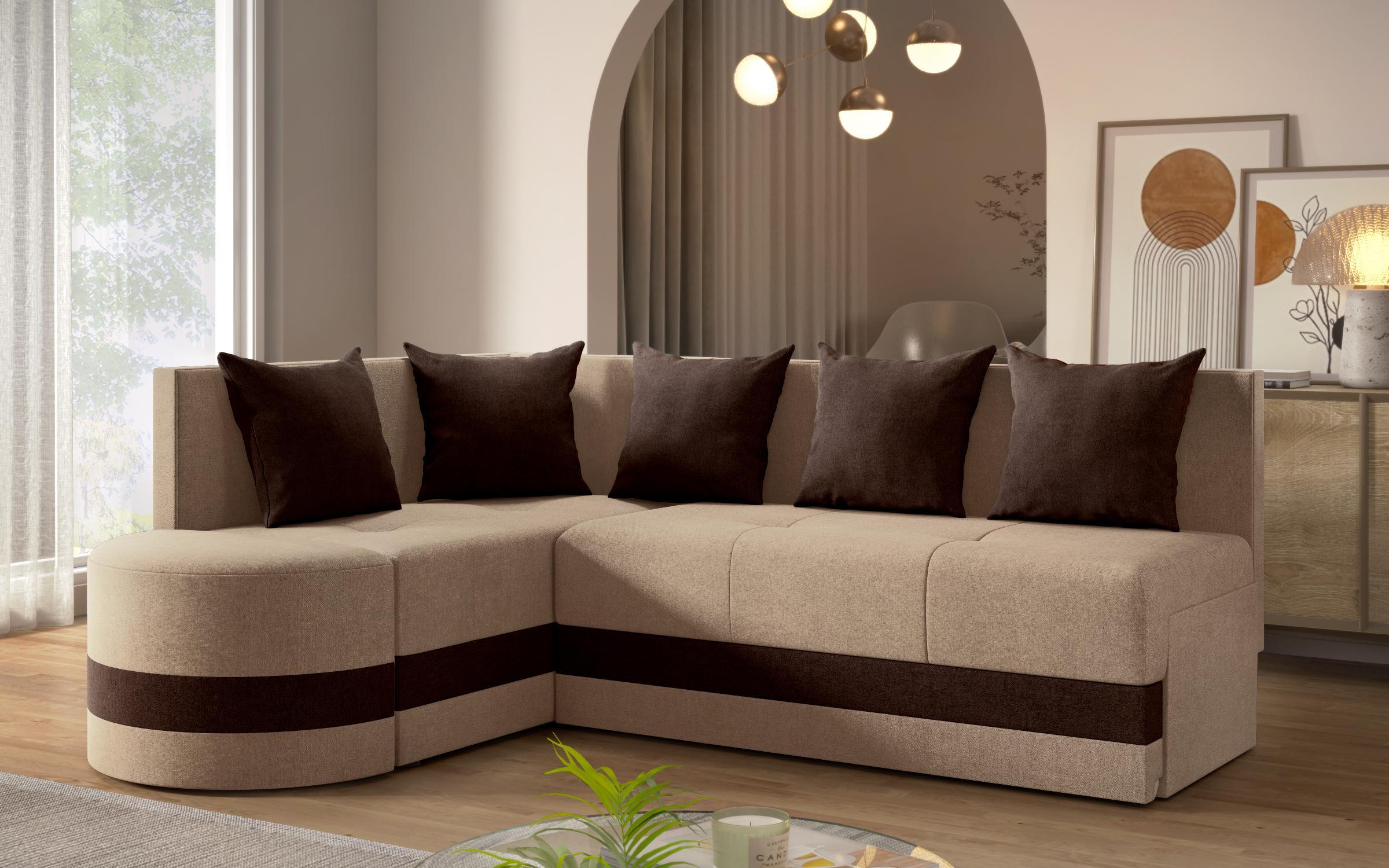 Extendable corner sofa Viliyan S, beige + brown  4