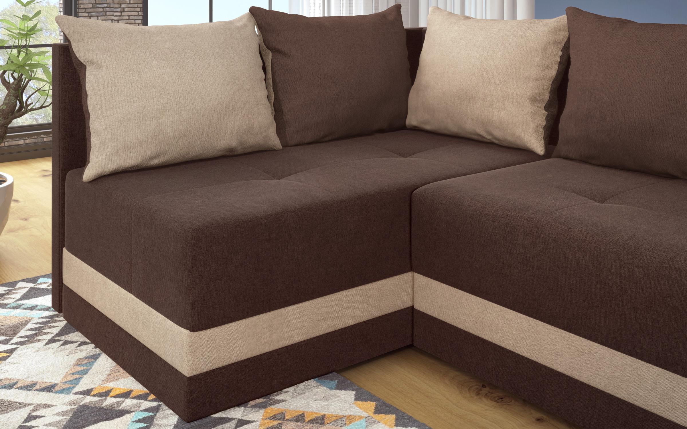 Extendable corner sofa Viliyan M, brown + beige  5