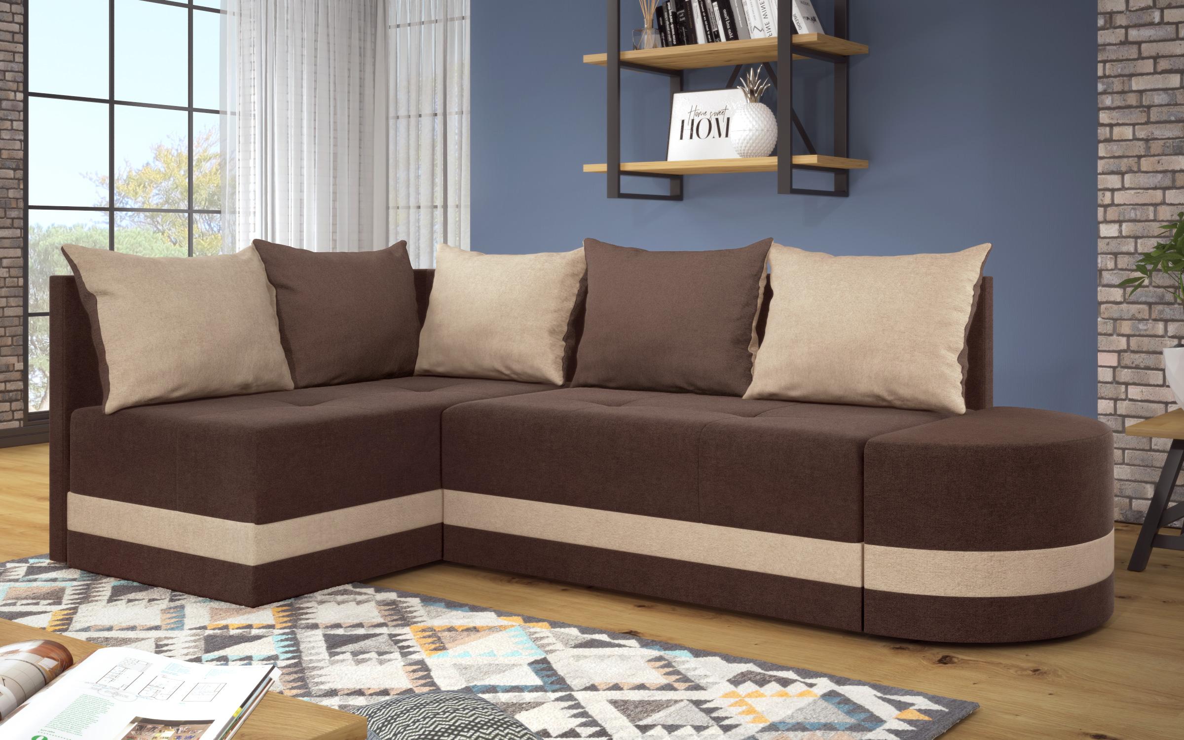 Extendable corner sofa Viliyan M, brown + beige  2