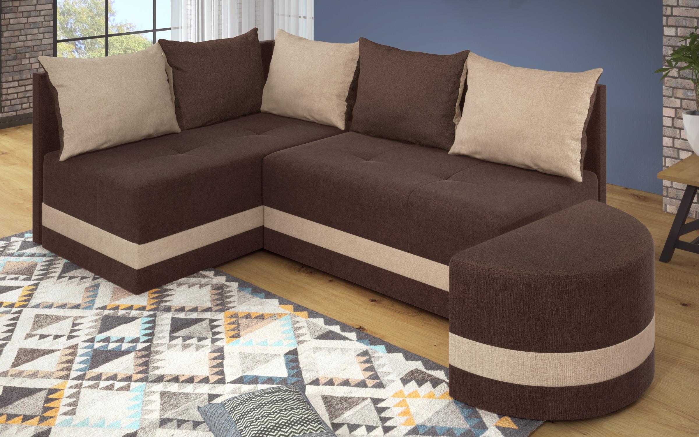 Extendable corner sofa Viliyan M, brown + beige  6