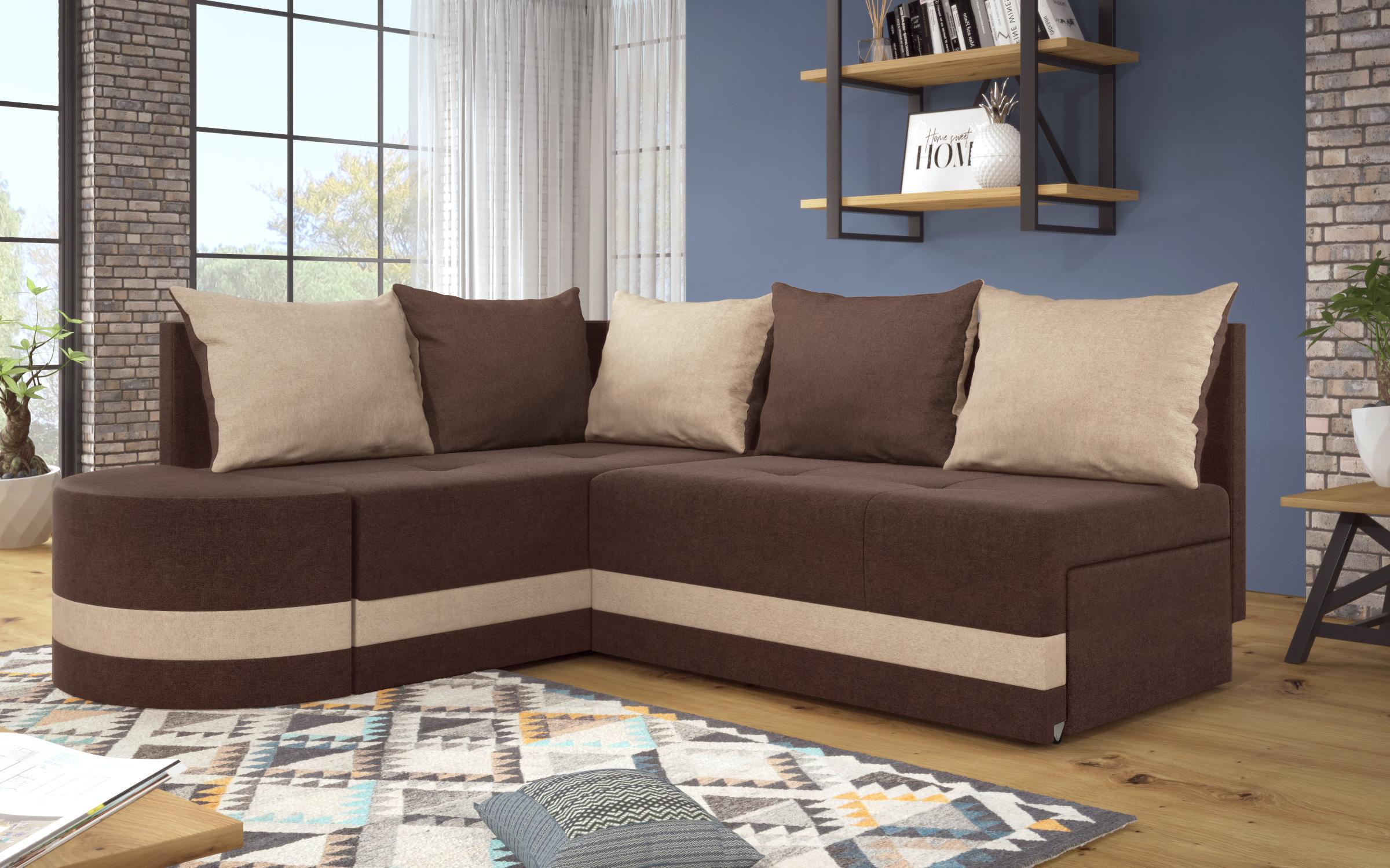 Extendable corner sofa Viliyan M, brown + beige  3