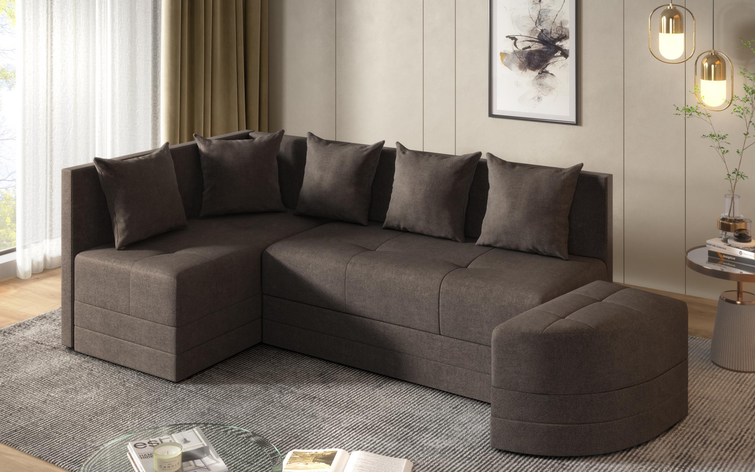 Extendable sofa Reilly, brown  6