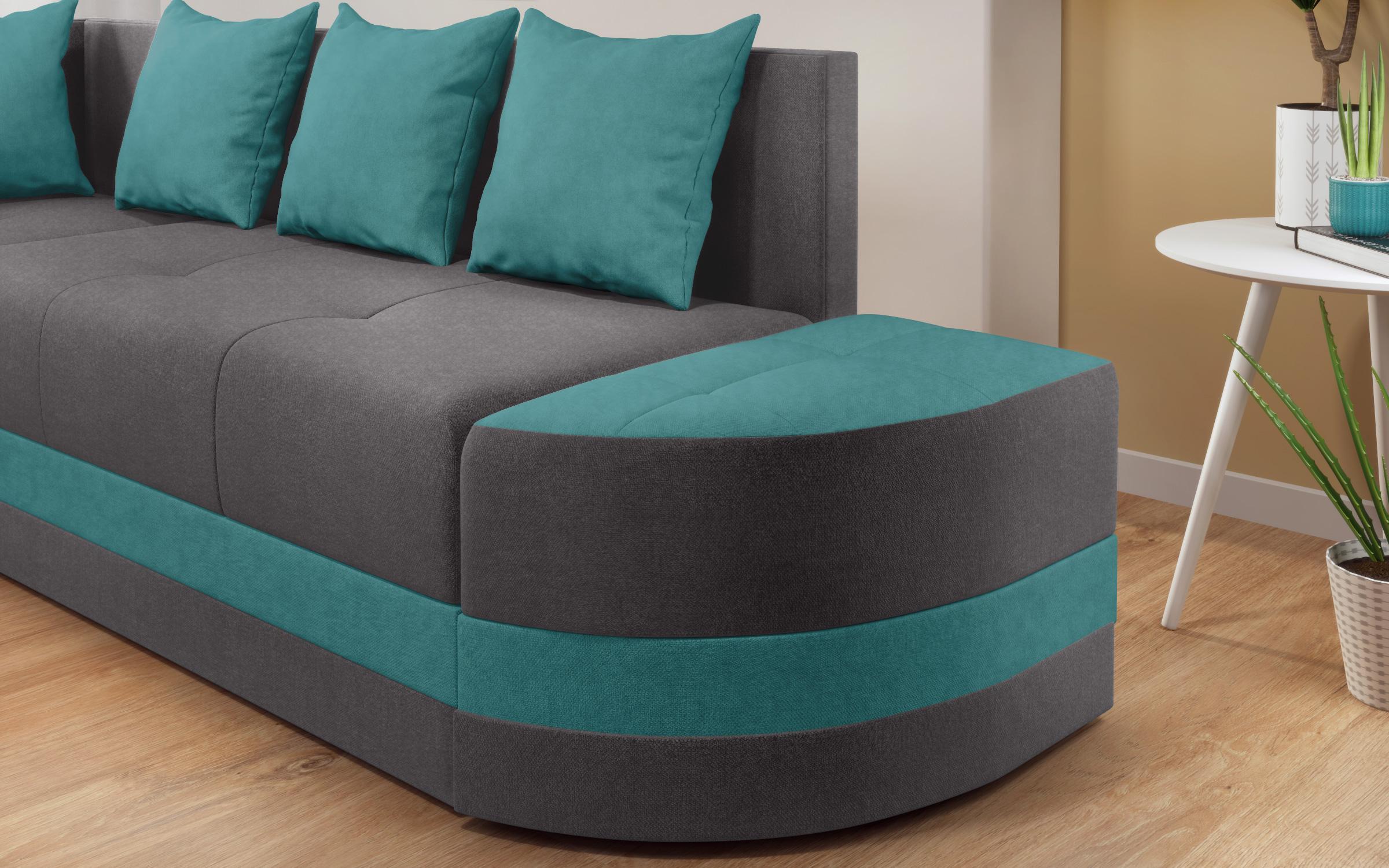 Extendable sofa Viliyan S, grey + turquoise  7