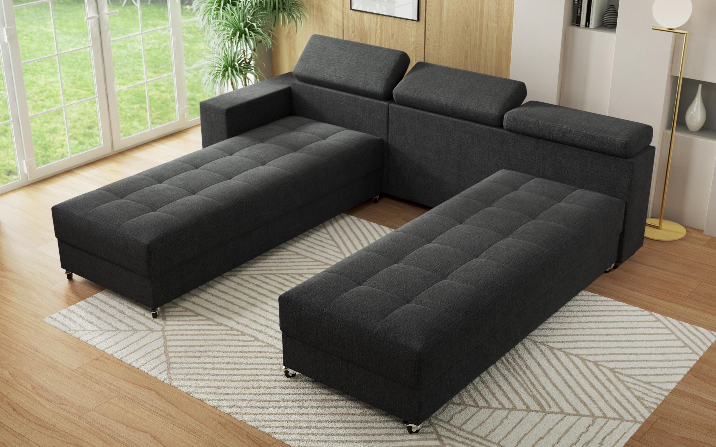 Extendable corner sofa Adoro, dark grey  7