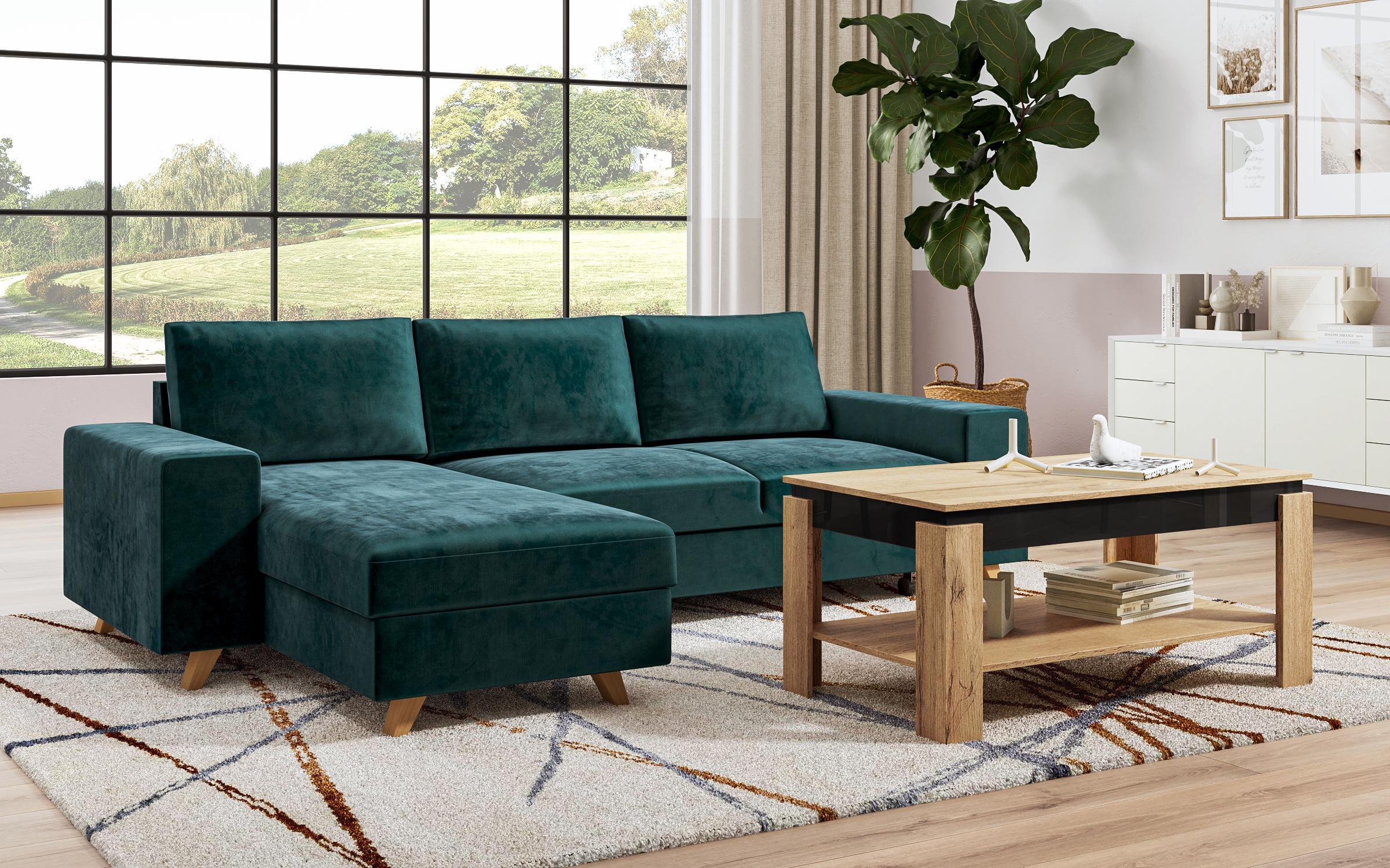 Coffee table Ksena, Wotan oak + black gloss  9
