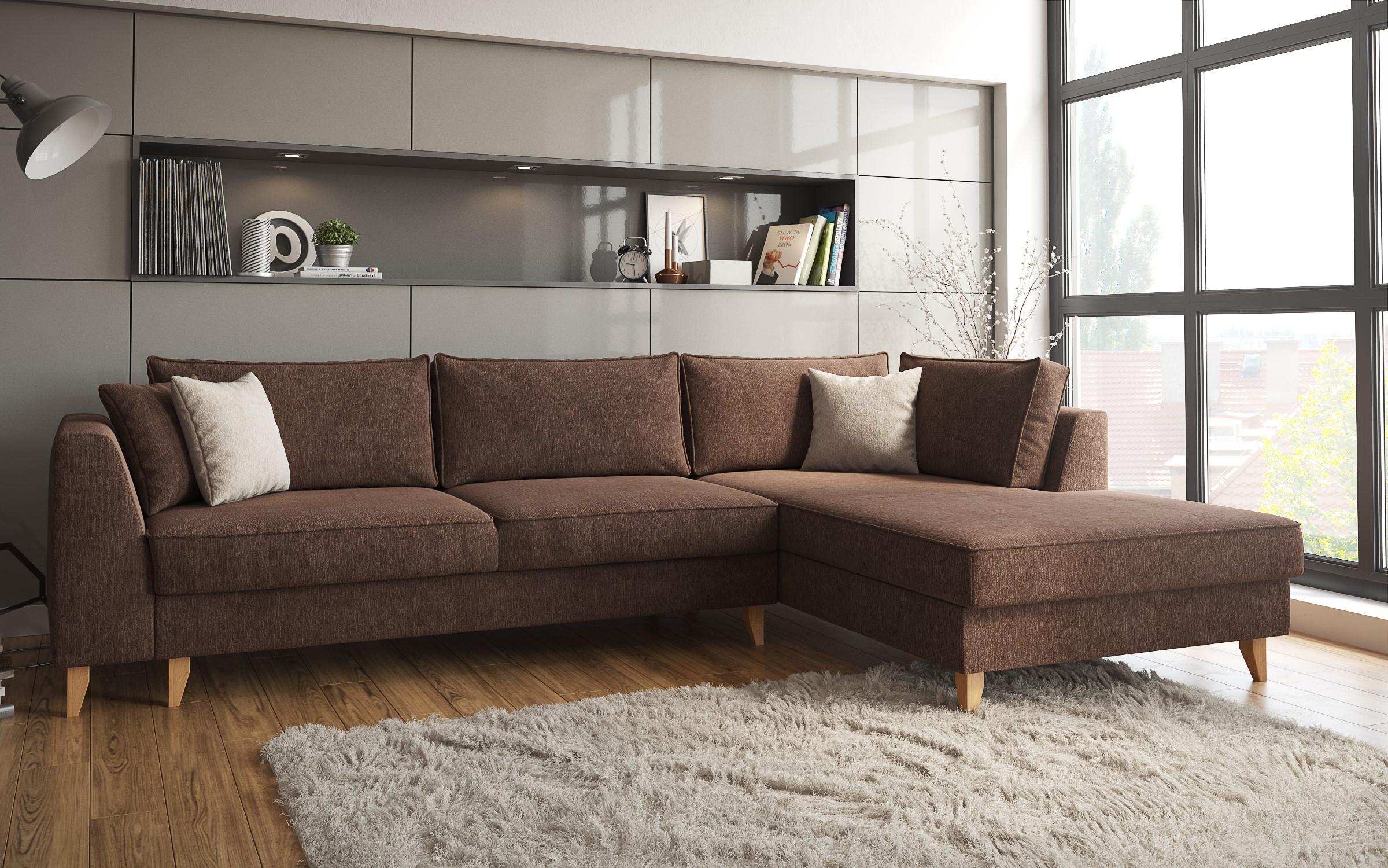 Extendable corner sofa Bologna, brown + beige  3
