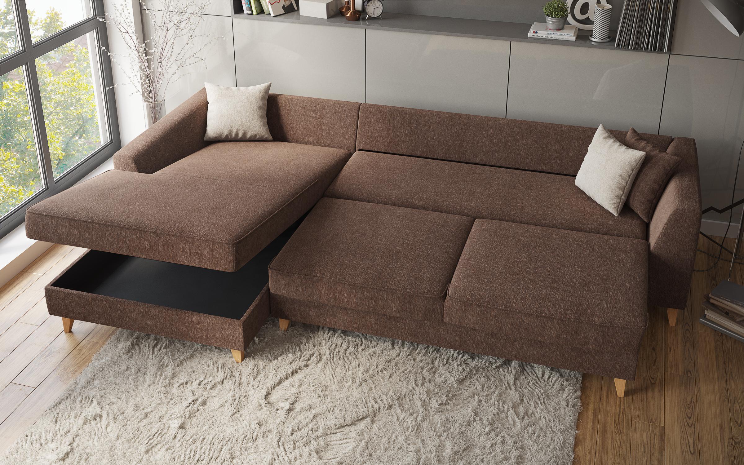 Extendable corner sofa Bologna, brown + beige  4