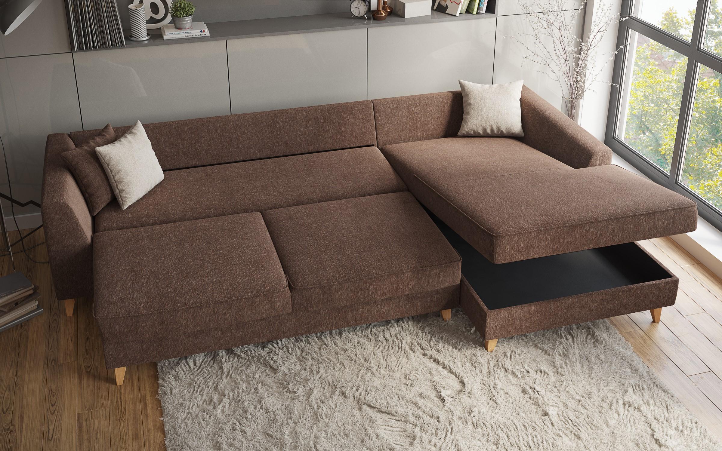 Extendable corner sofa Bologna, brown + beige  4