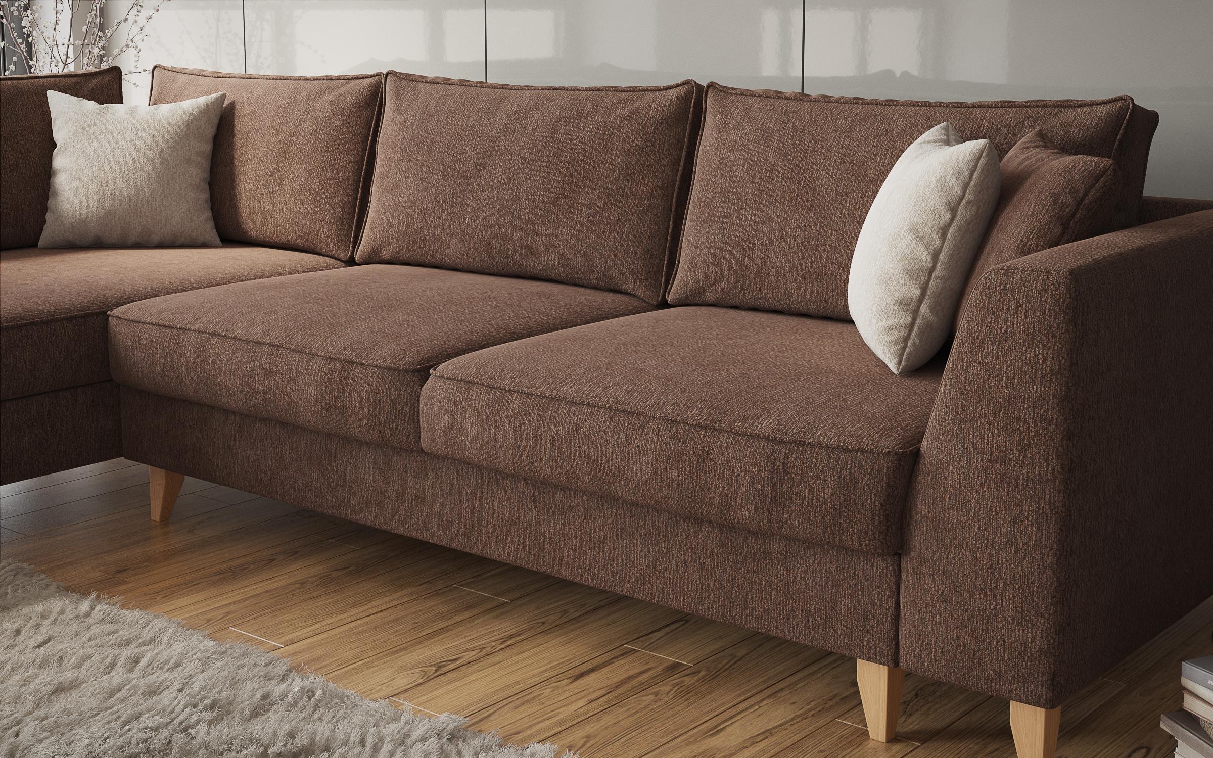 Extendable corner sofa Bologna, brown + beige  5