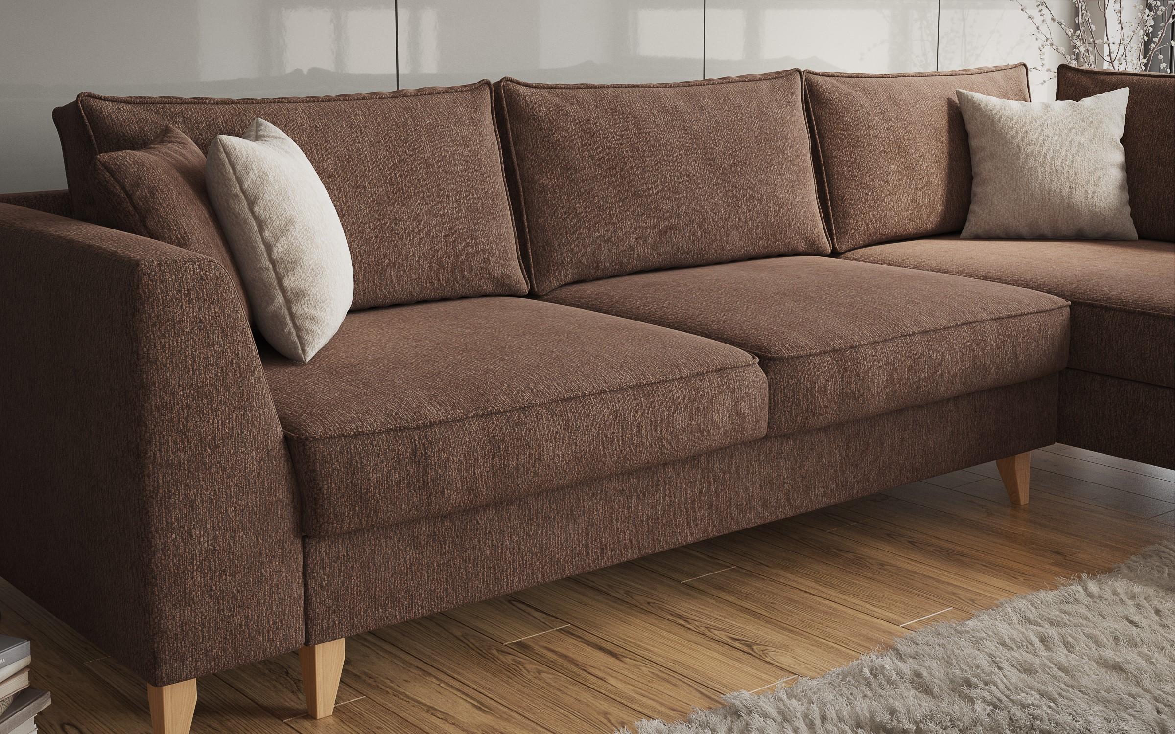 Extendable corner sofa Bologna, brown + beige  5