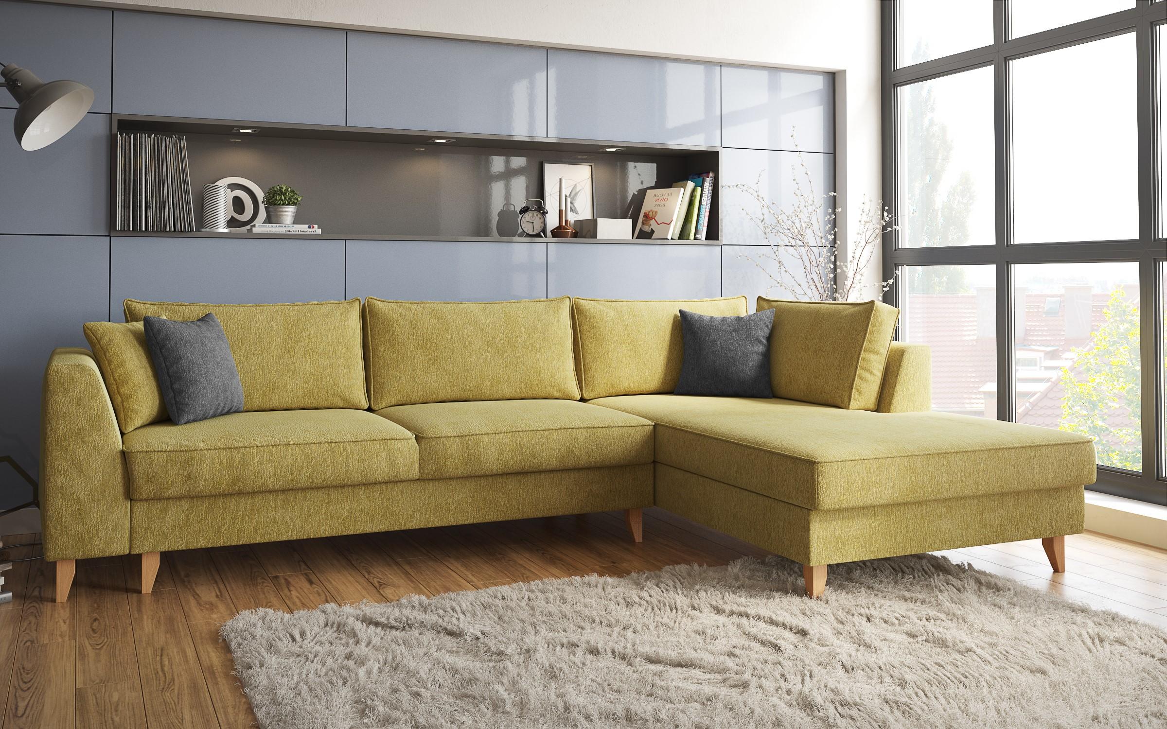 Extendable corner sofa Bologna, yellow + dark grey  3