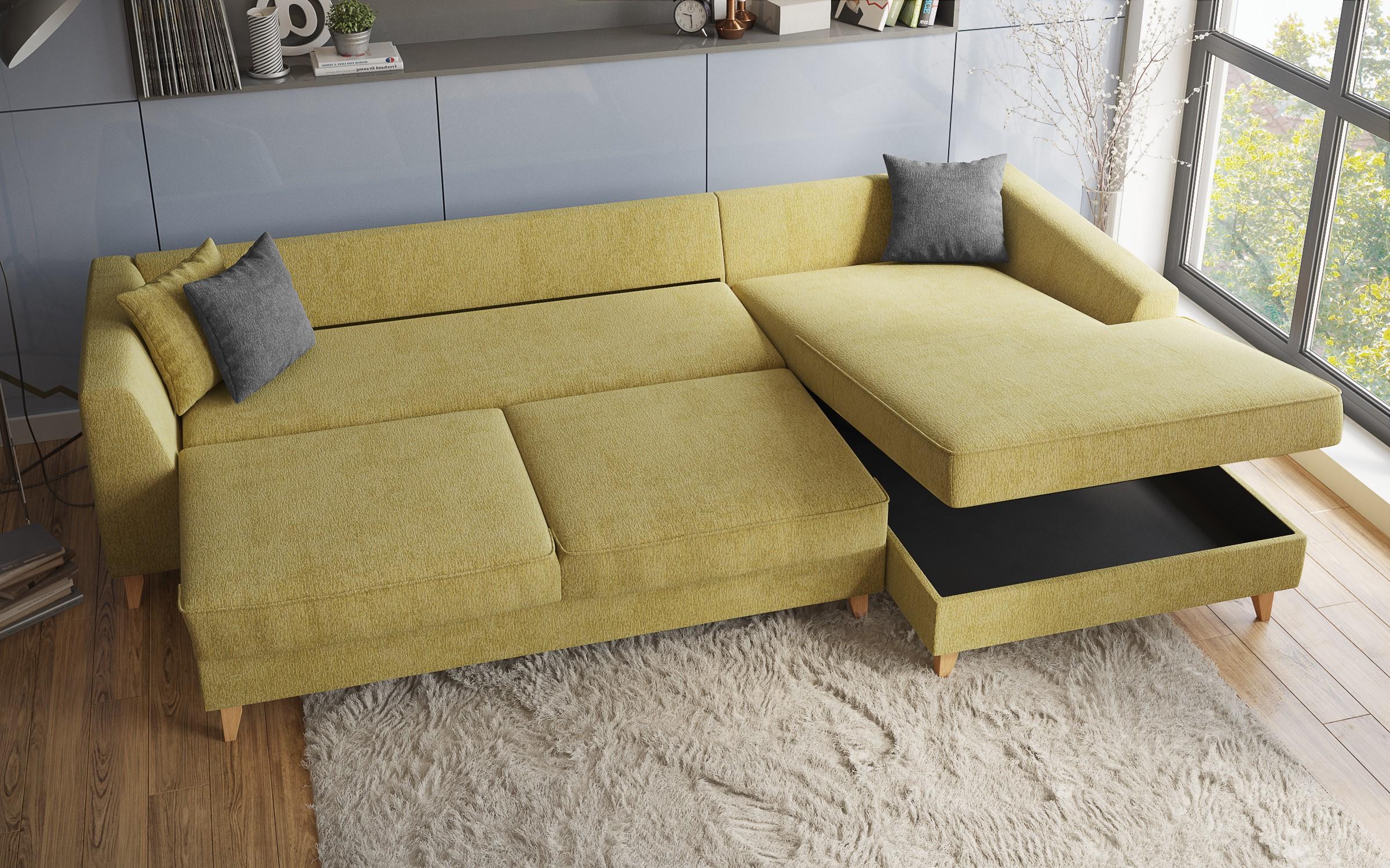 Extendable corner sofa Bologna, yellow + dark grey  4