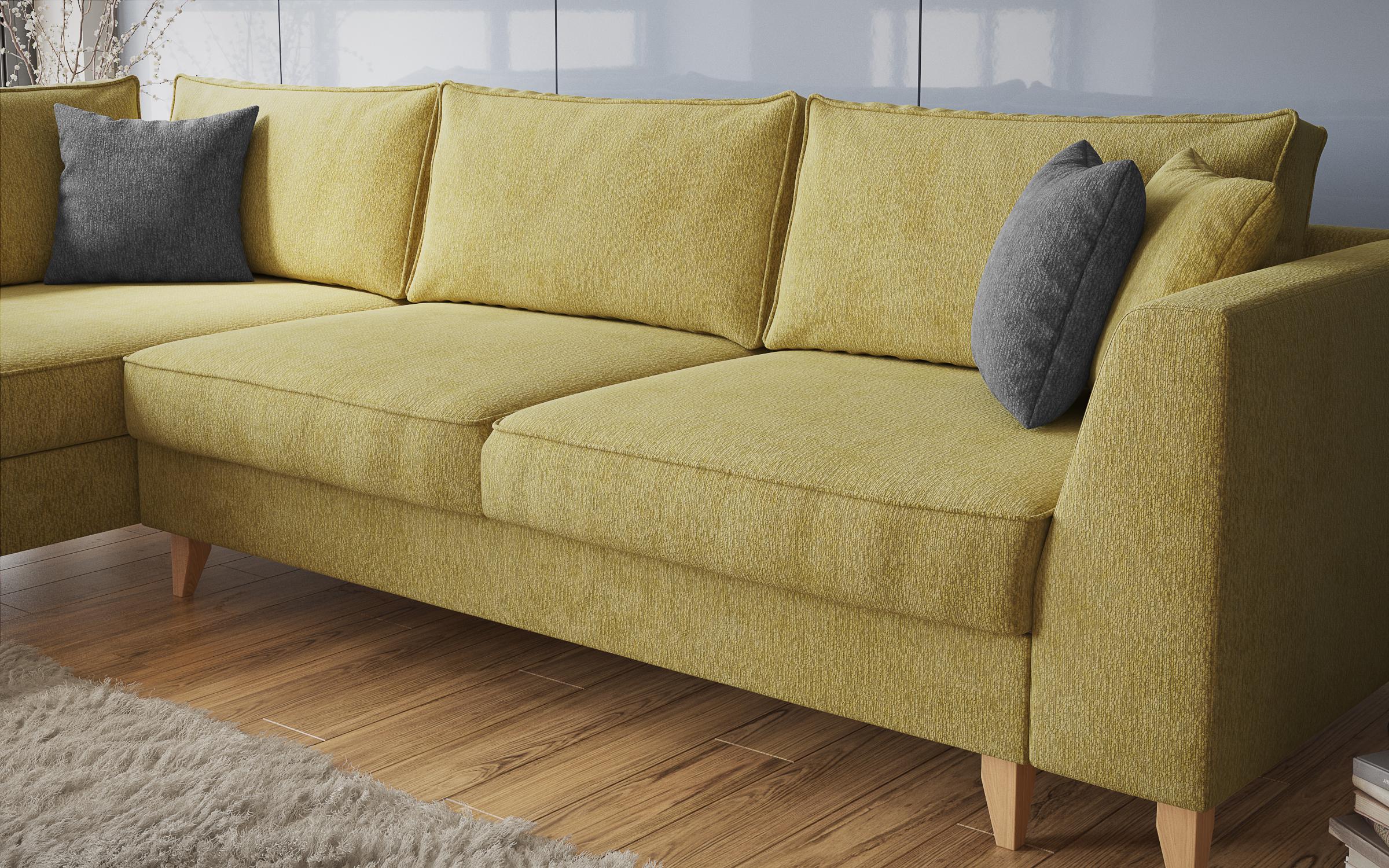 Extendable corner sofa Bologna, yellow + dark grey  5